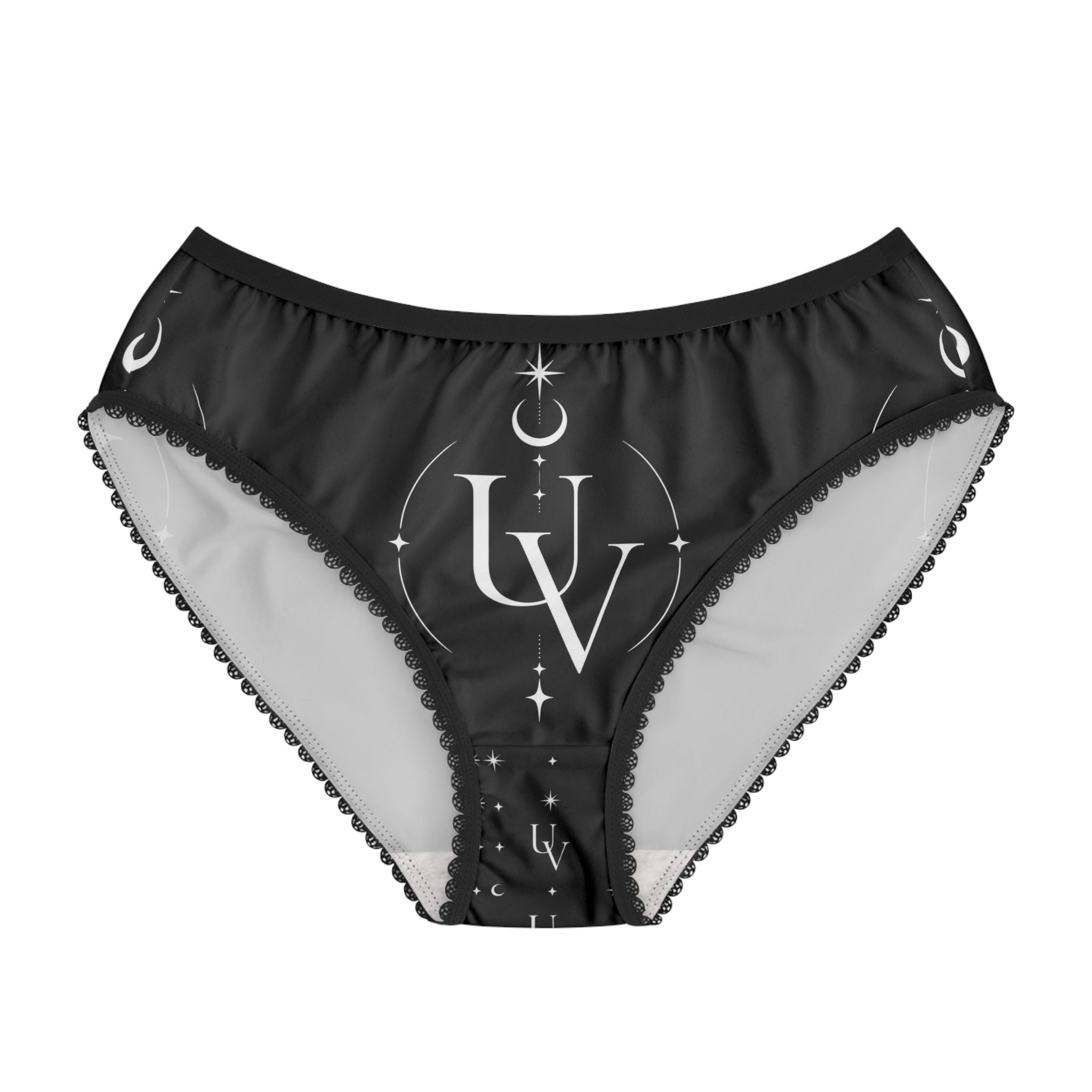 UV Stamp Monogram Logo Women's Briefs | Crescent Moon Starry Design