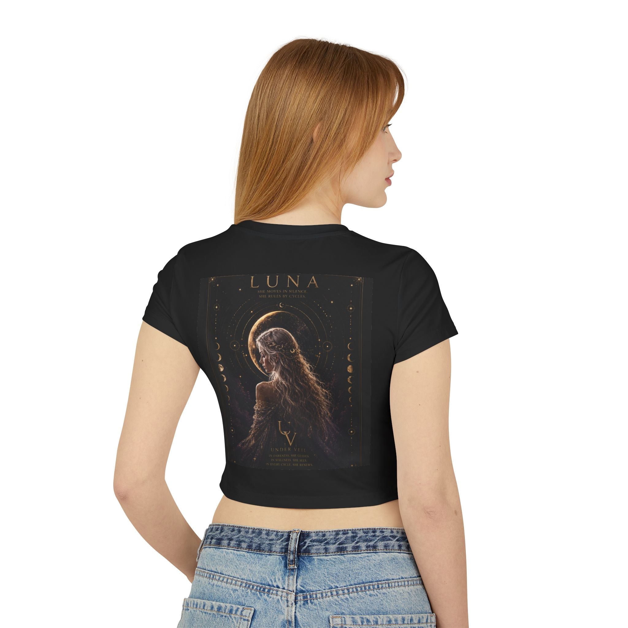 UV Luna Moon Goddess crop tee | Moon phases, mystical celestial art