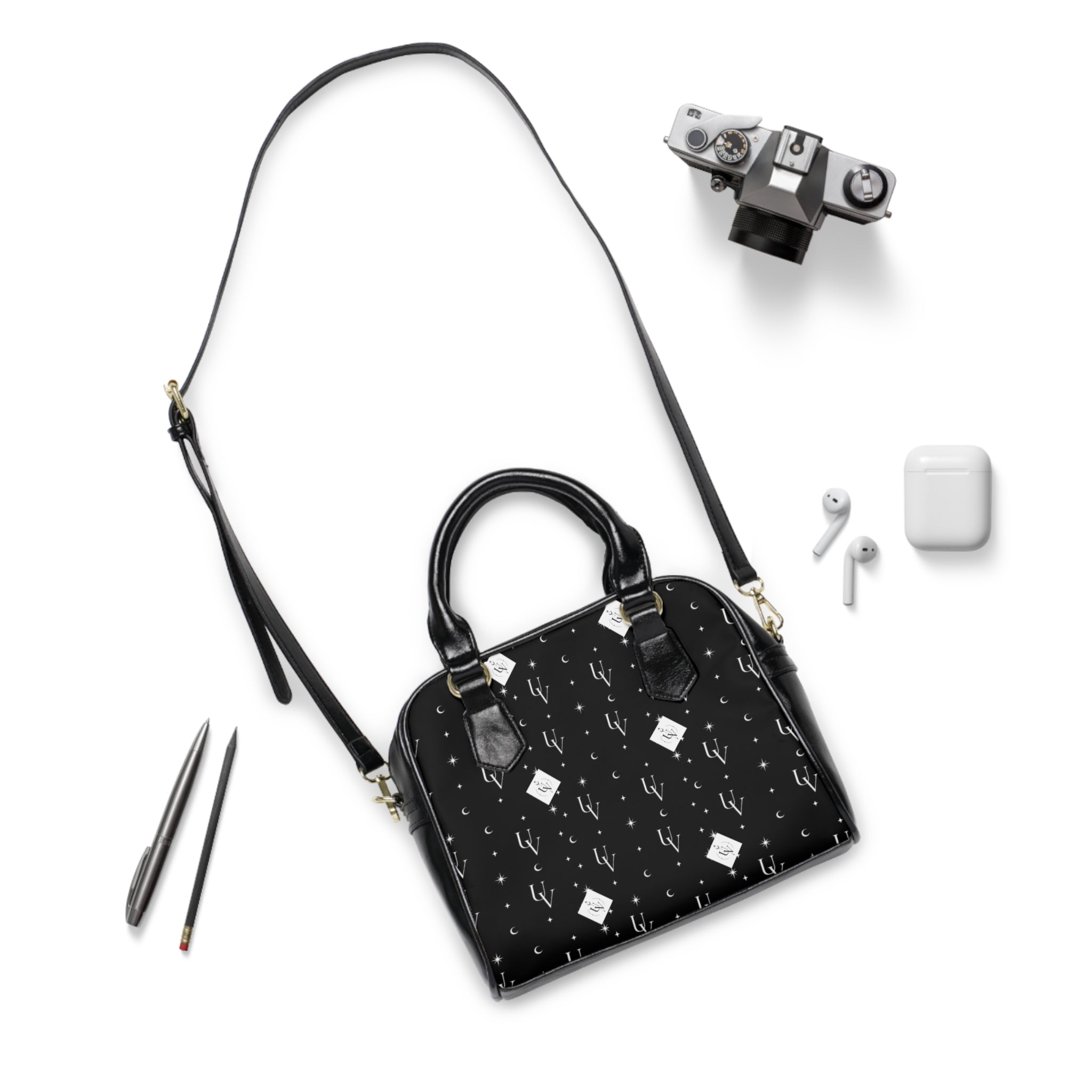 UV signature Pattern Shoulder Handbag | Brown Gold Logo