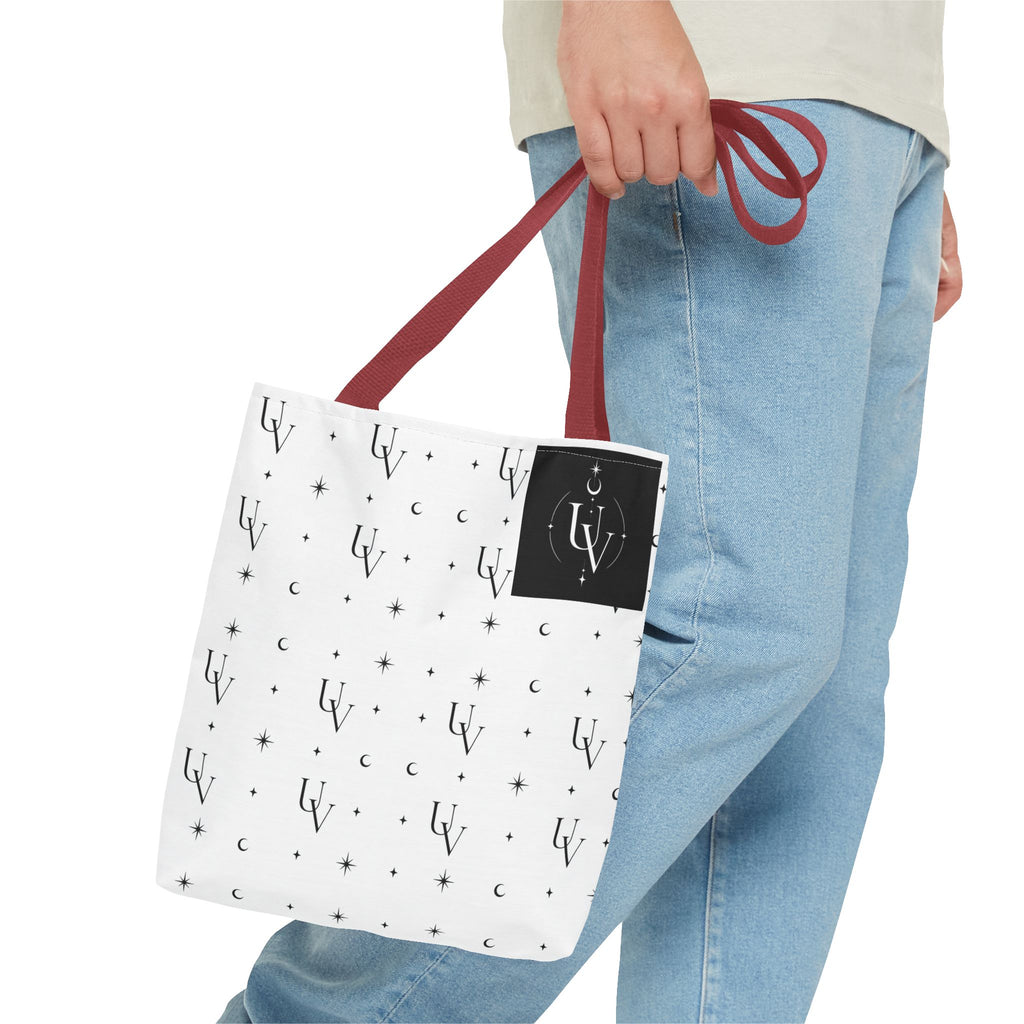 UV Stamp Monogram Pattern Tote Bag | Moon and Stars All-Over Print
