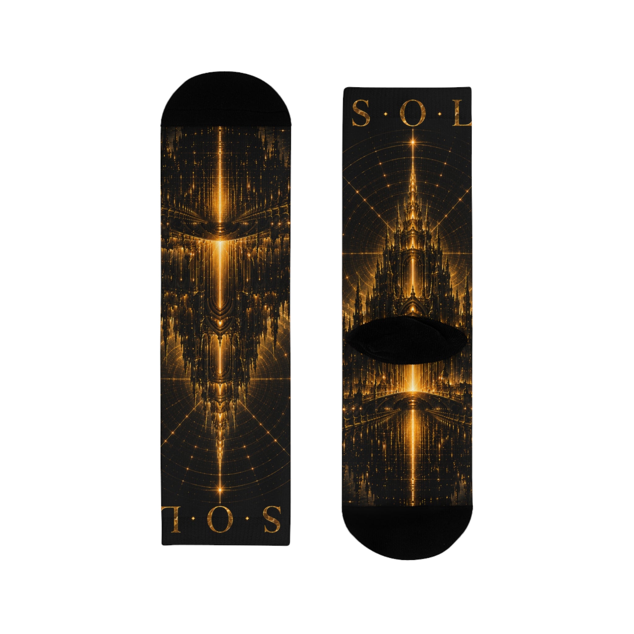 UV SOL King Portrait socks | Crew Socks, Golden Sun Mandala Sublimation