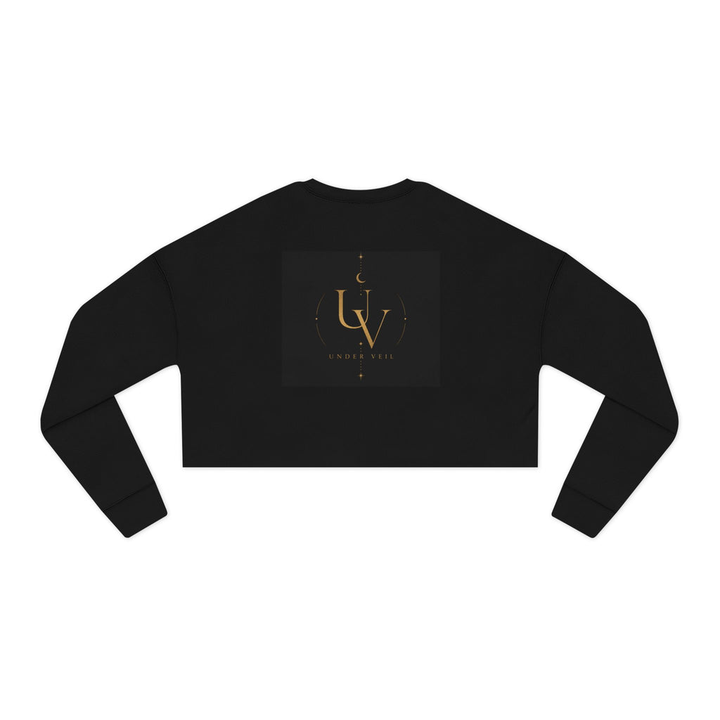UV Graphics Moonlit Goddess holding Orb Crop Sweatshirt | Mystic Celestial Artwork