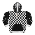 UV signare Black White Checkerboard Skull Hoodie | Gothic Grunge Streetwear