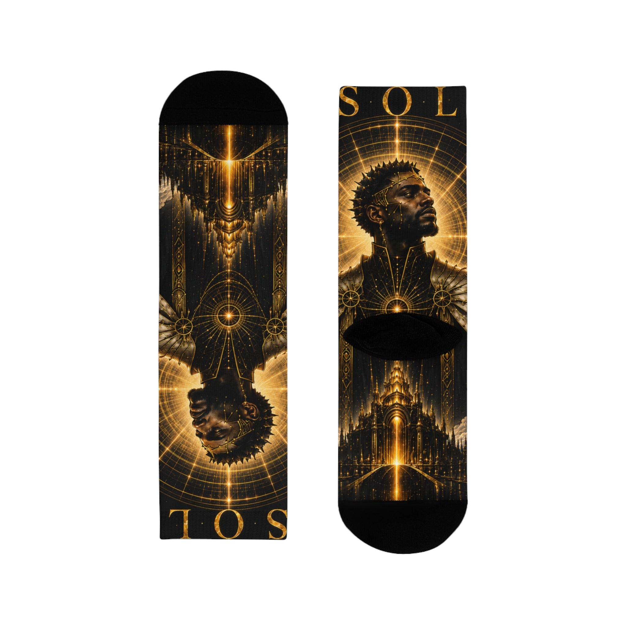 UV SOL King Portrait socks | Crew Socks, Golden Sun Mandala Sublimation