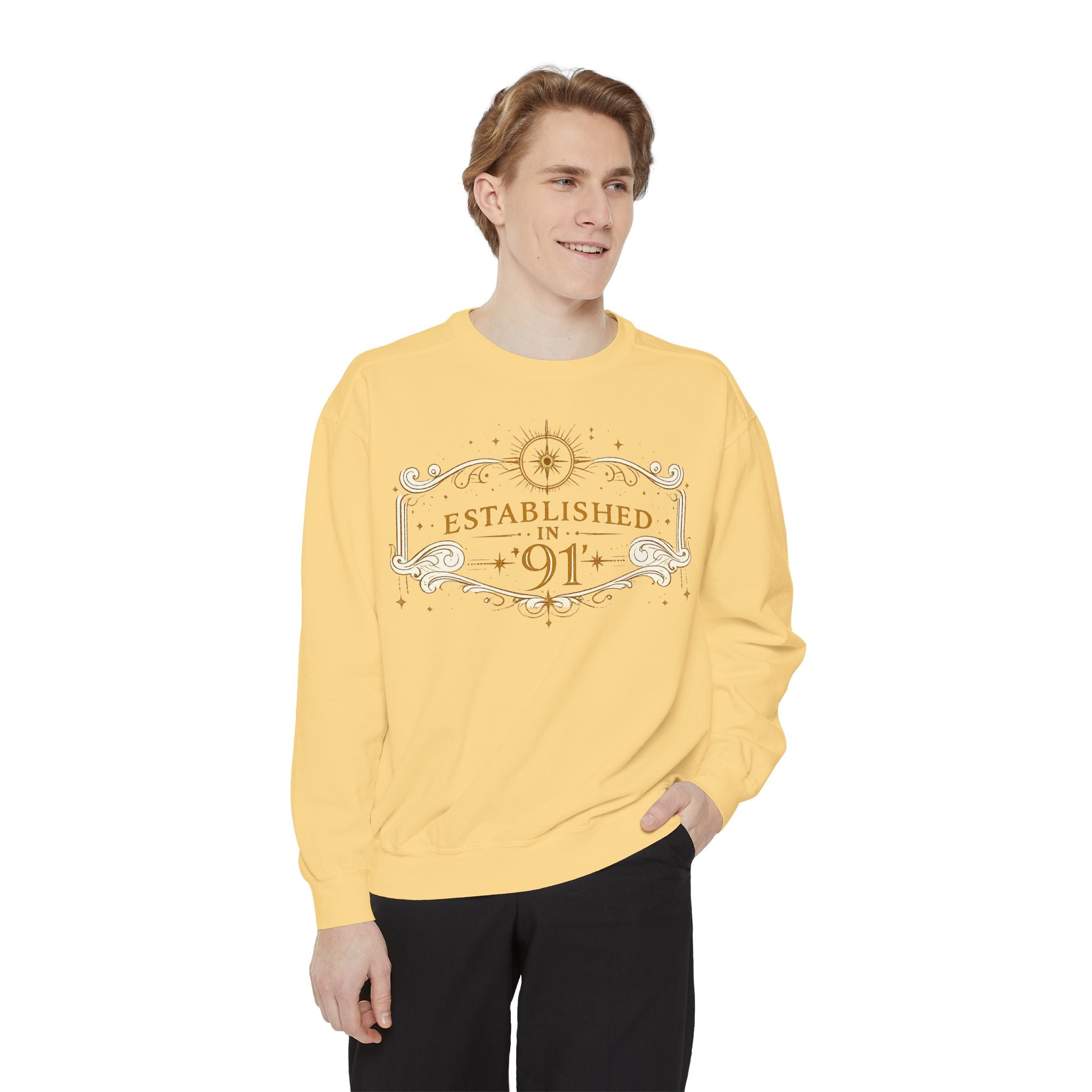 New! UV Graphics Established 91 vintage crest Sweatshirt | 91 compass back graphic