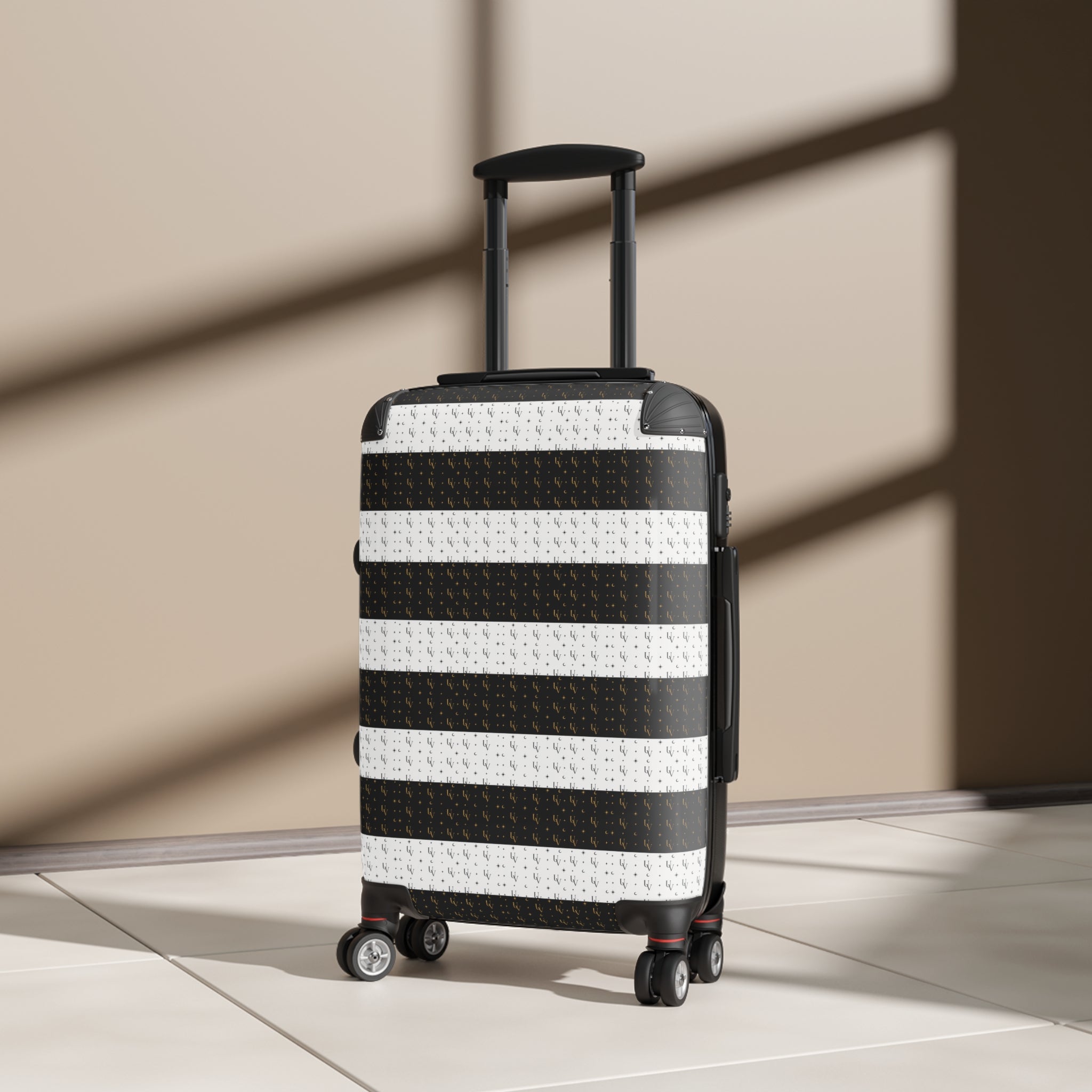 UV signature Black and White Striped Suitcase | Travel Luggage