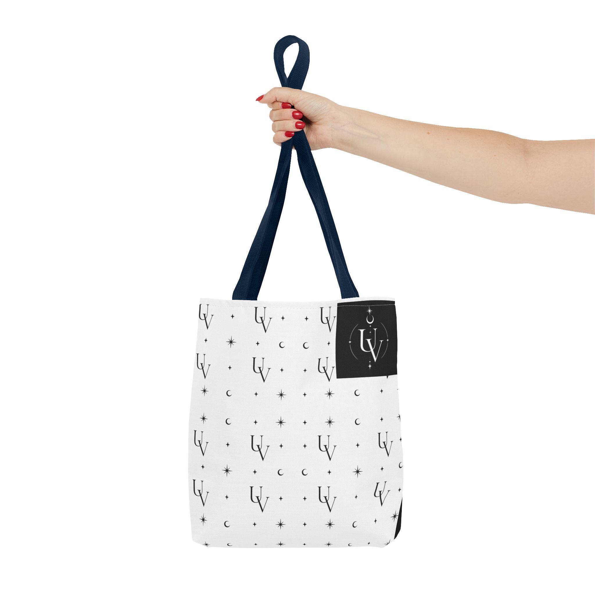UV Stamp Monogram Pattern Tote Bag | Moon and Stars All-Over Print