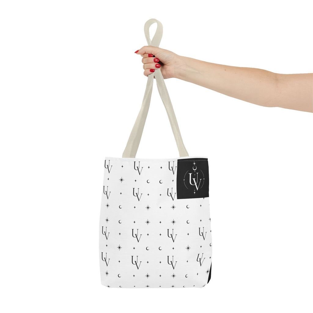 UV Stamp Monogram Pattern Tote Bag | Moon and Stars All-Over Print