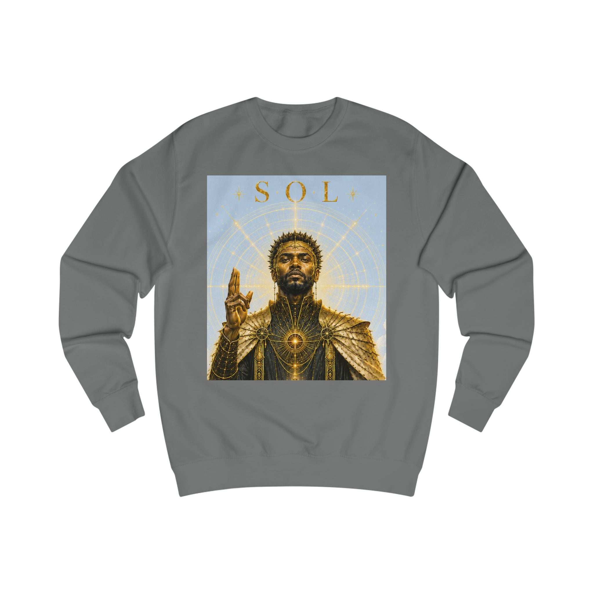 Sol Golden King Sweatshirt — Regal Sun-Inspired Graphic Crewneck