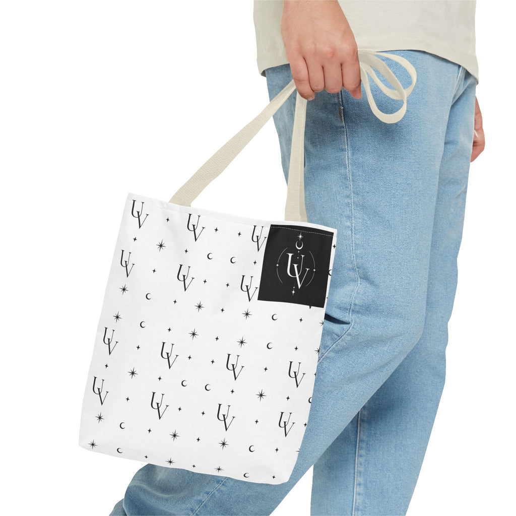 UV Stamp Monogram Pattern Tote Bag | Moon and Stars All-Over Print
