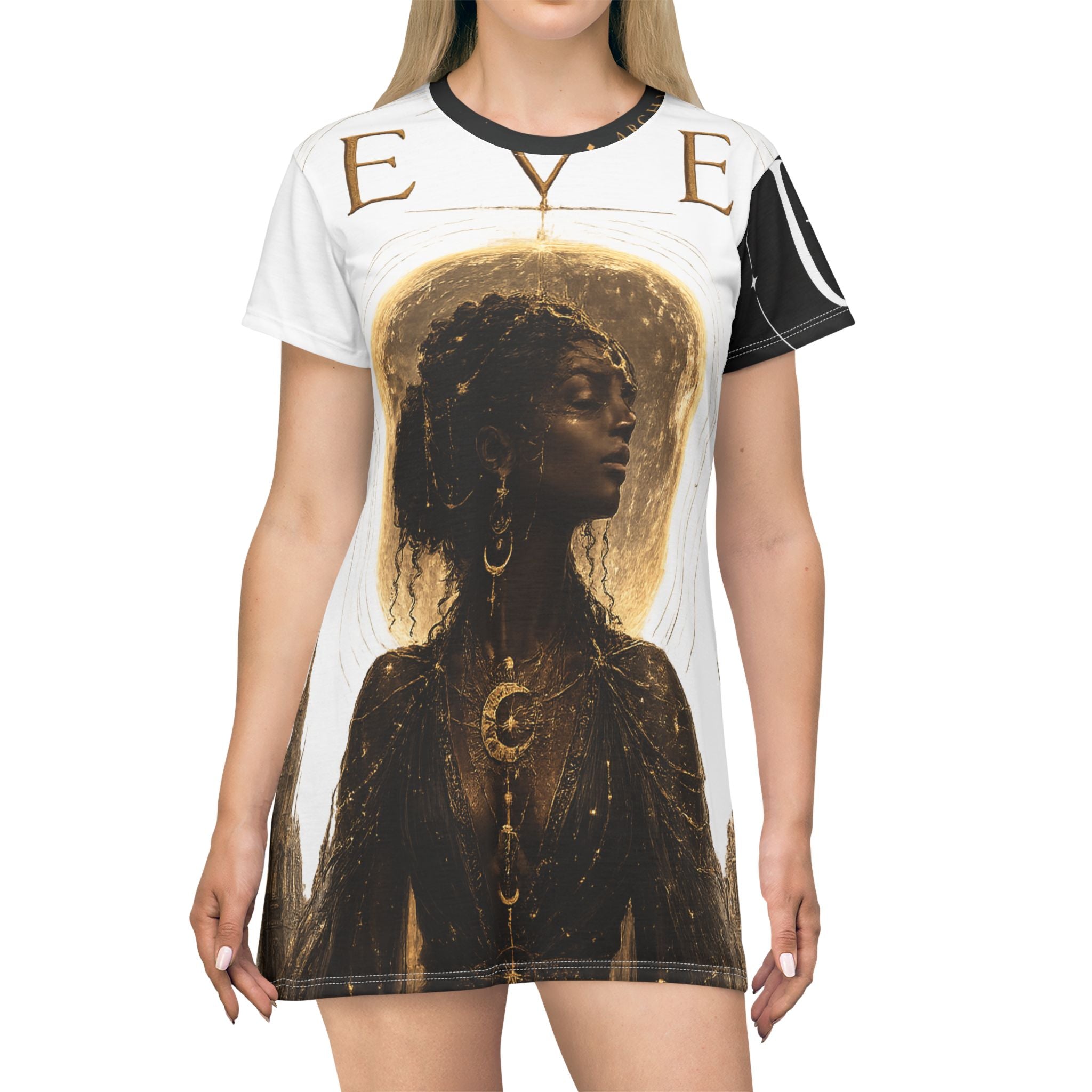 EVE of Reflextion T‑Shirt Dress — Celestial Afrocentric Art AOP