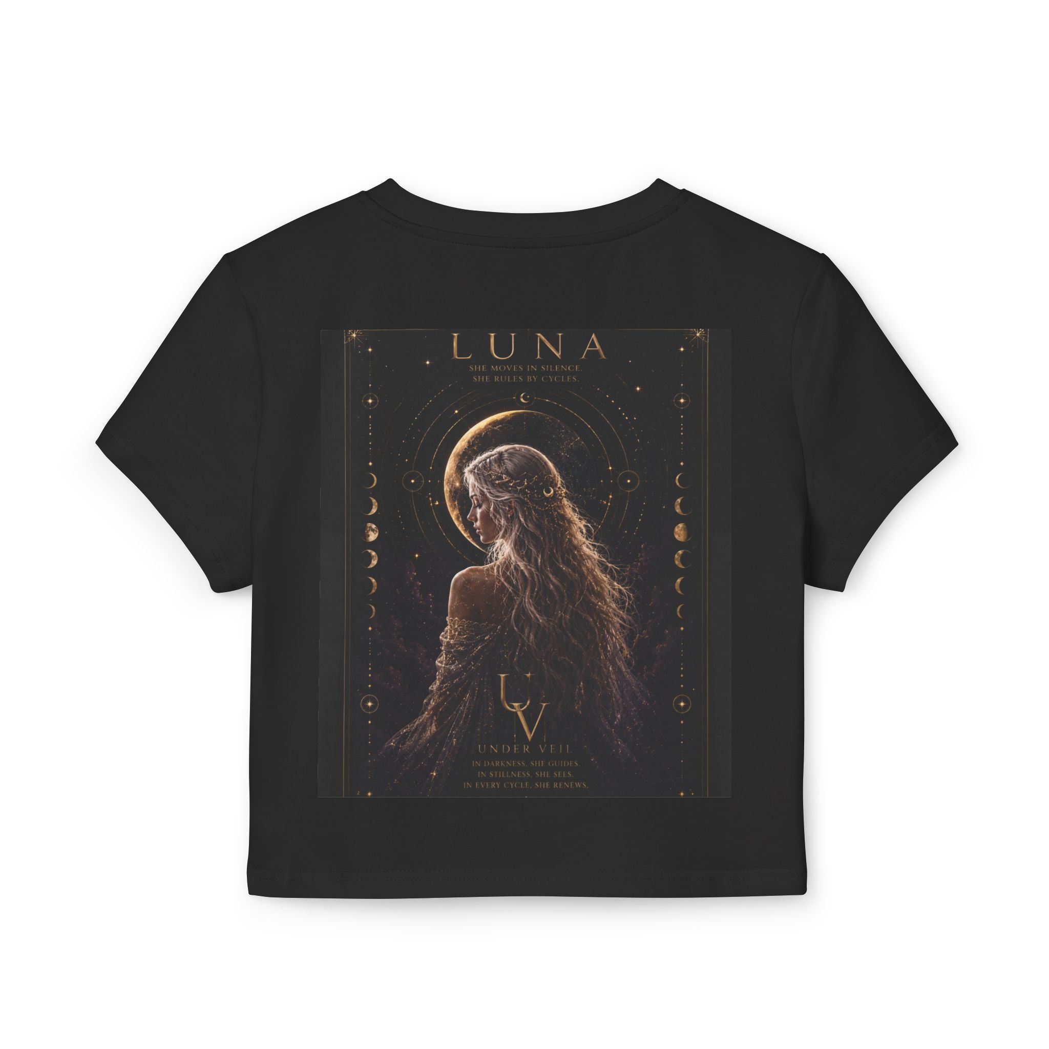 UV Luna Moon Goddess crop tee | Moon phases, mystical celestial art
