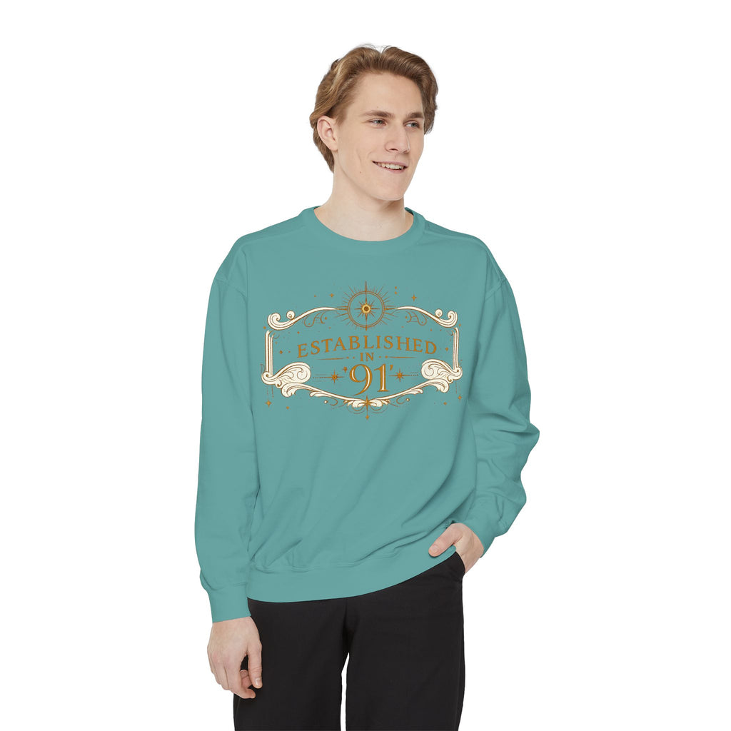 New! UV Graphics Established 91 vintage crest Sweatshirt | 91 compass back graphic
