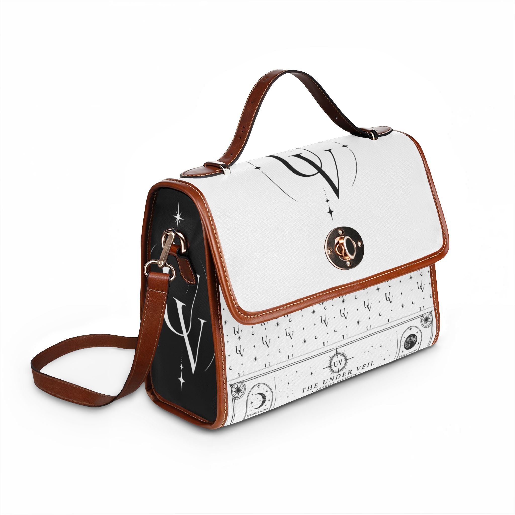 UV Occult Celestial Diagram Waterproof Canvas Bag | Astrological Symbols, Moon Phases