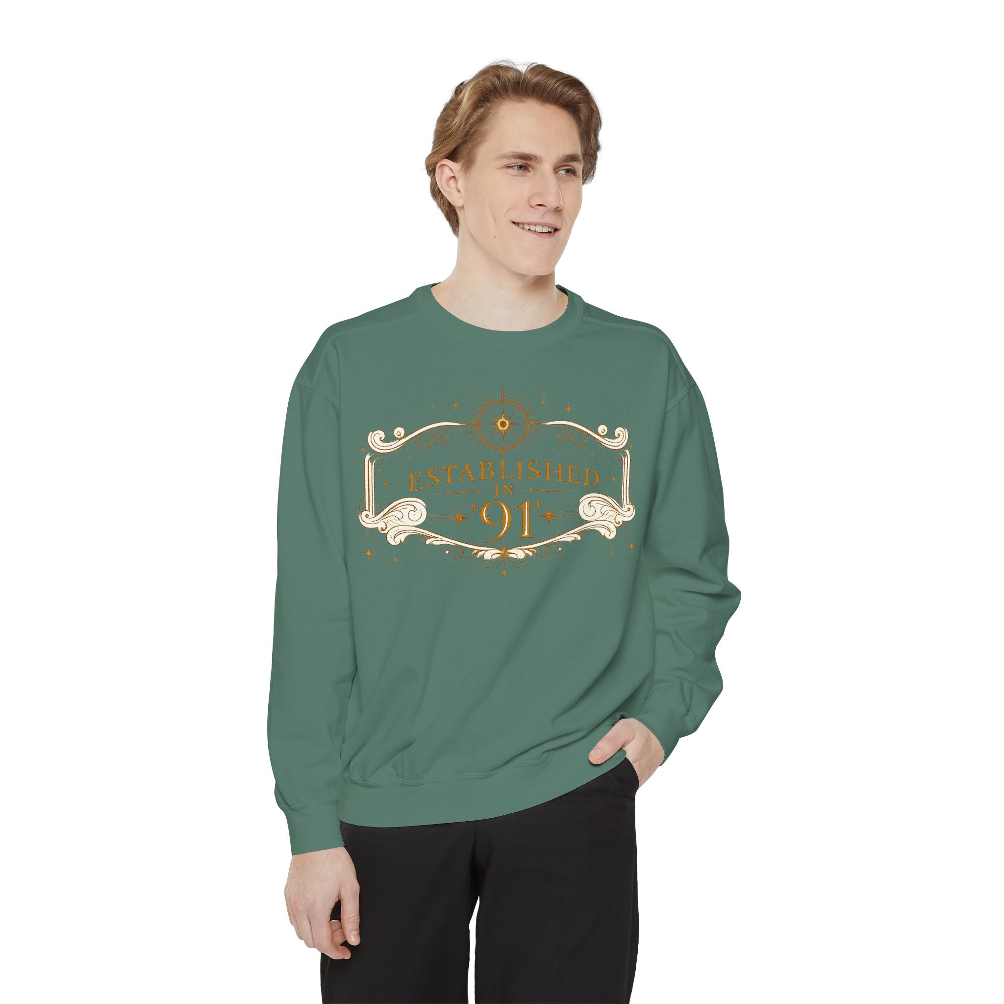New! UV Graphics Established 91 vintage crest Sweatshirt | 91 compass back graphic