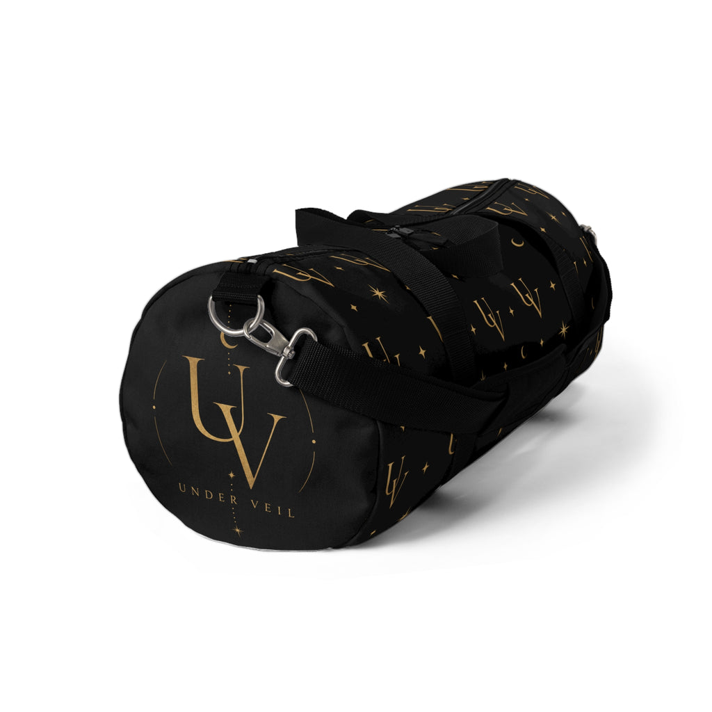 UV Gold Pattern Duffel Bag | Black Starry Crescent Design