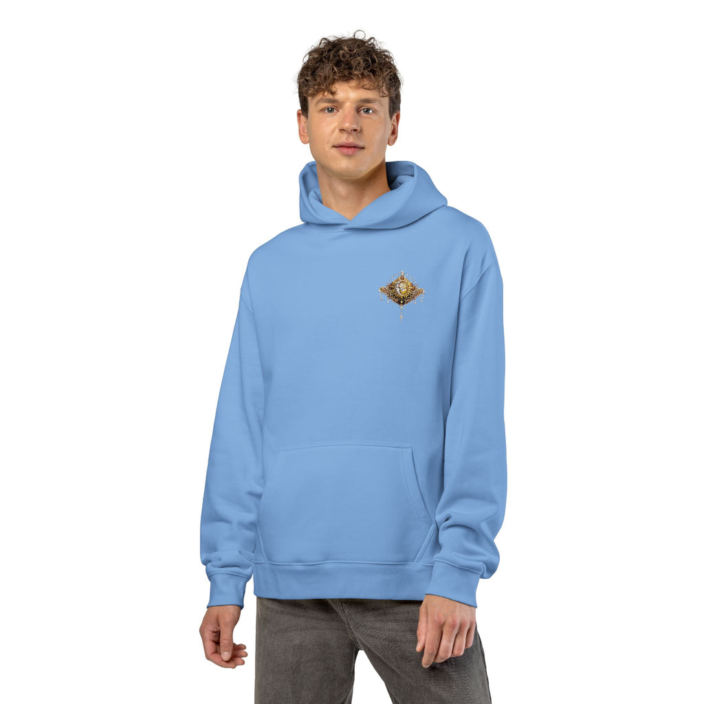 New! UV Sun Moon Graphics Puff Hoodie | Minimal Chest Graphic, Neutral Sweatshirt