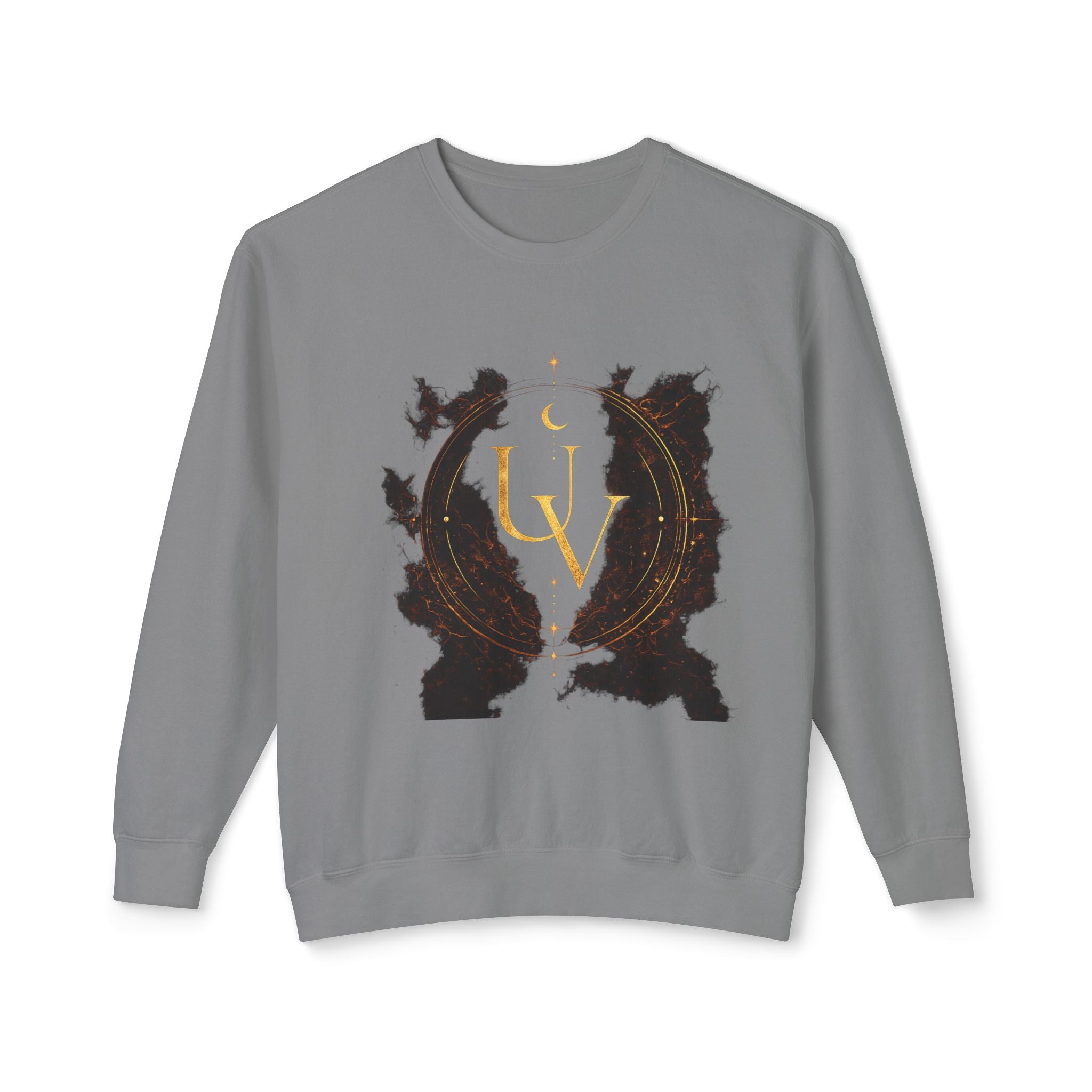 New! UV Dragon Eye Crewneck Sweatshirt — Mystical Gold Sigil Graphic