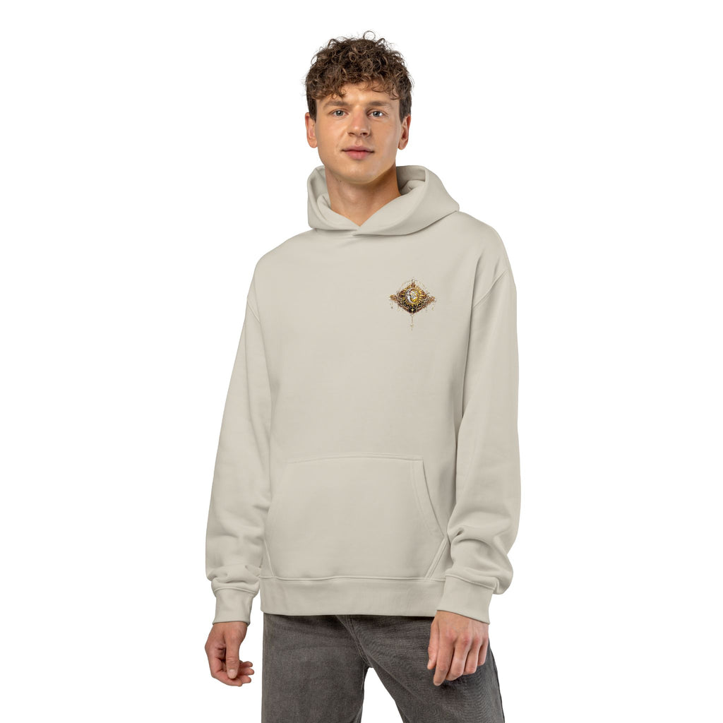 New! UV Sun Moon Graphics Puff Hoodie | Minimal Chest Graphic, Neutral Sweatshirt