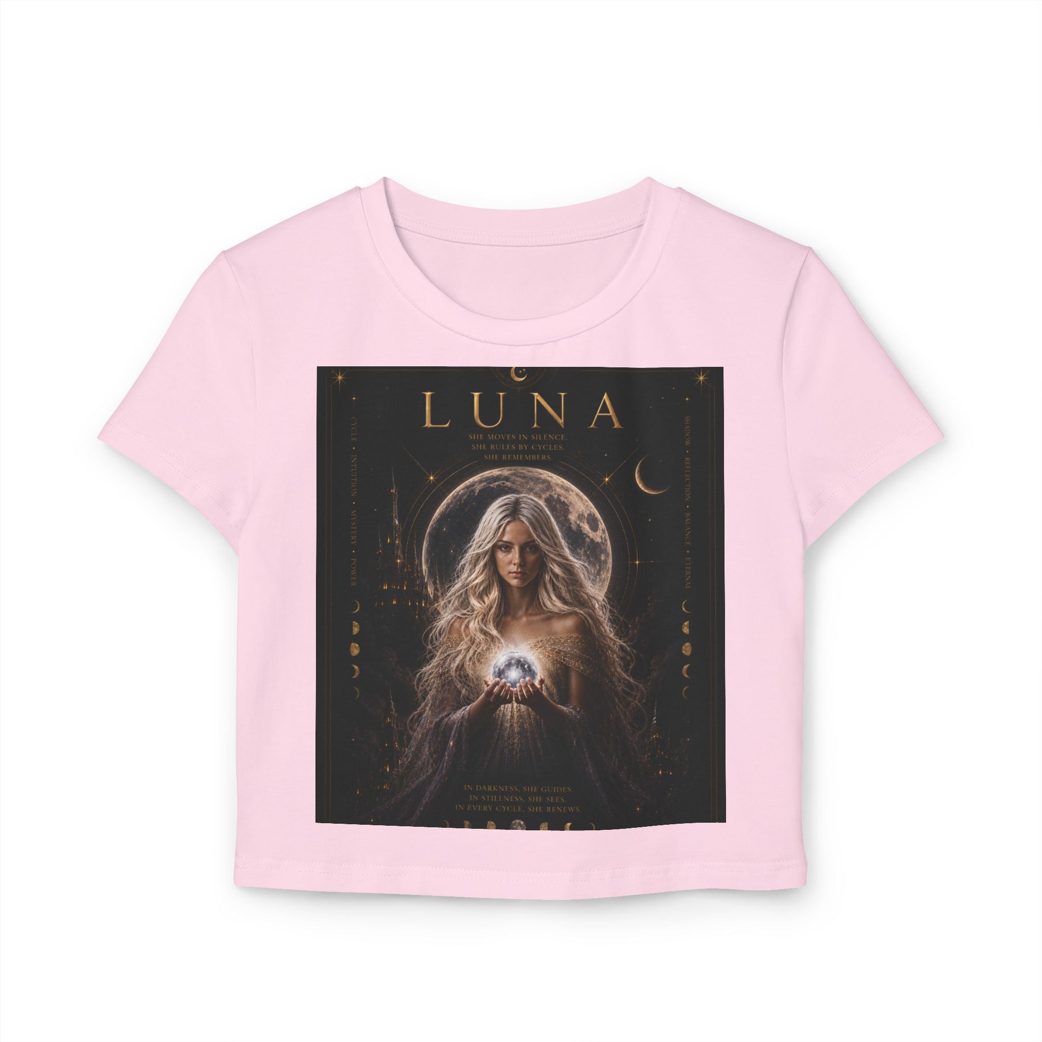 UV Luna Moon Goddess crop tee | Moon phases, mystical celestial art