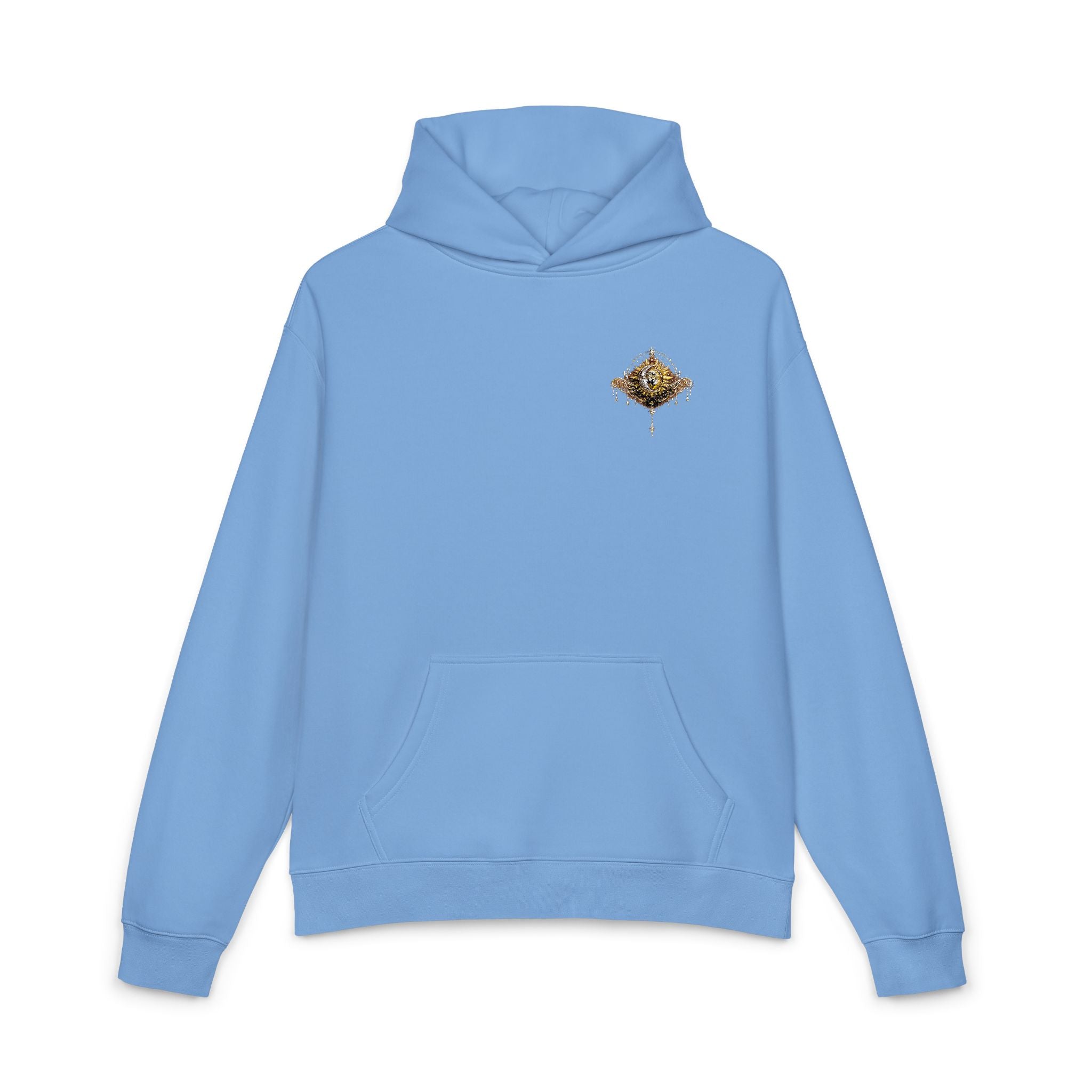New! UV Sun Moon Graphics Puff Hoodie | Minimal Chest Graphic, Neutral Sweatshirt