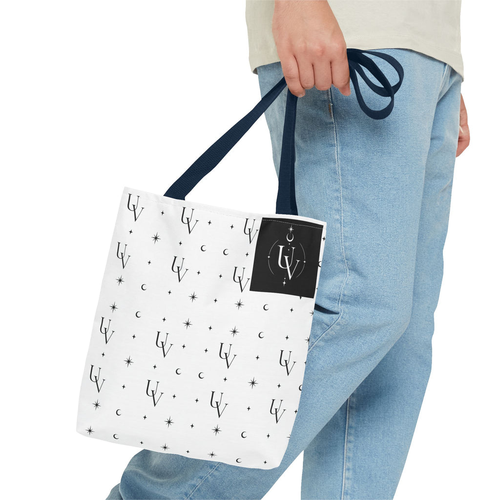 UV Stamp Monogram Pattern Tote Bag | Moon and Stars All-Over Print