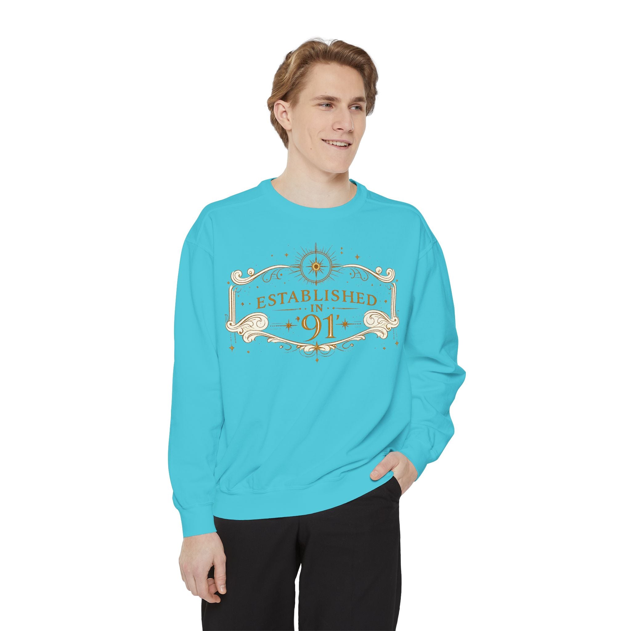 New! UV Graphics Established 91 vintage crest Sweatshirt | 91 compass back graphic