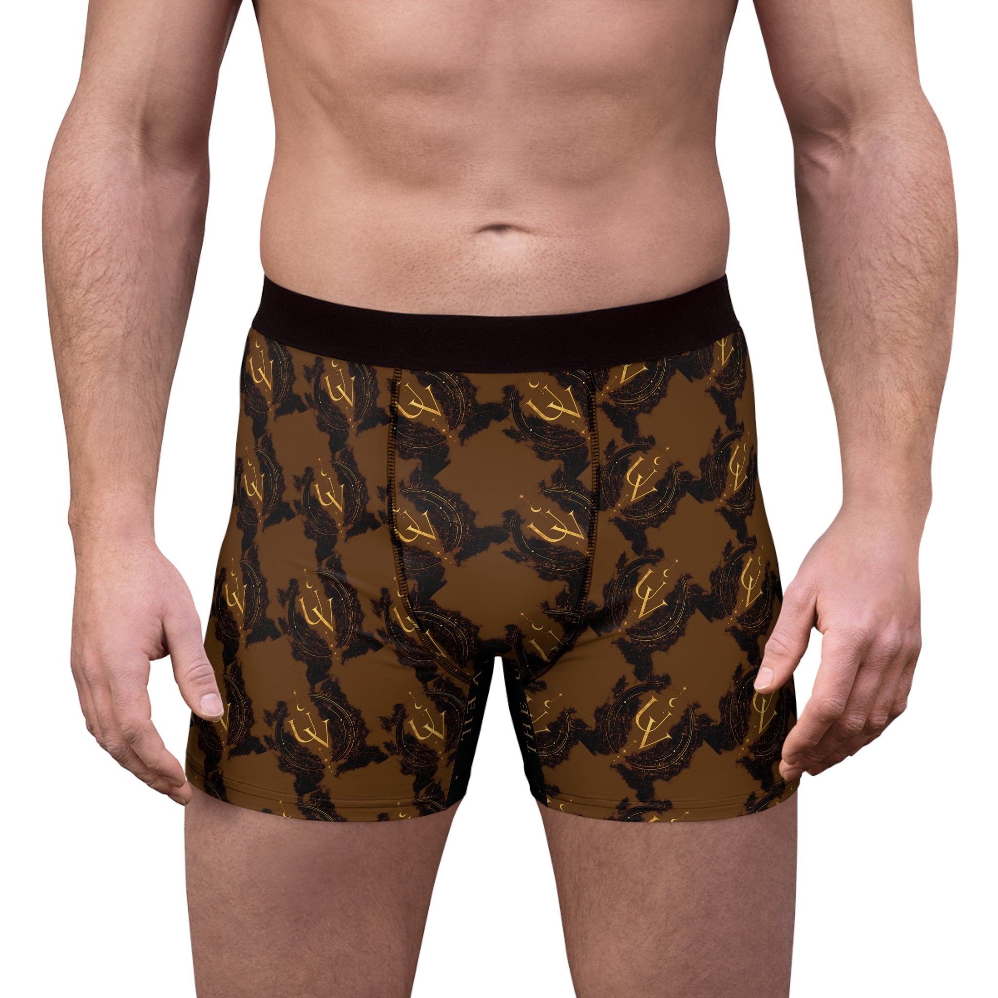 New! UV Stamp Bronze Trident Pattern Boxer Briefs | All-Over Print