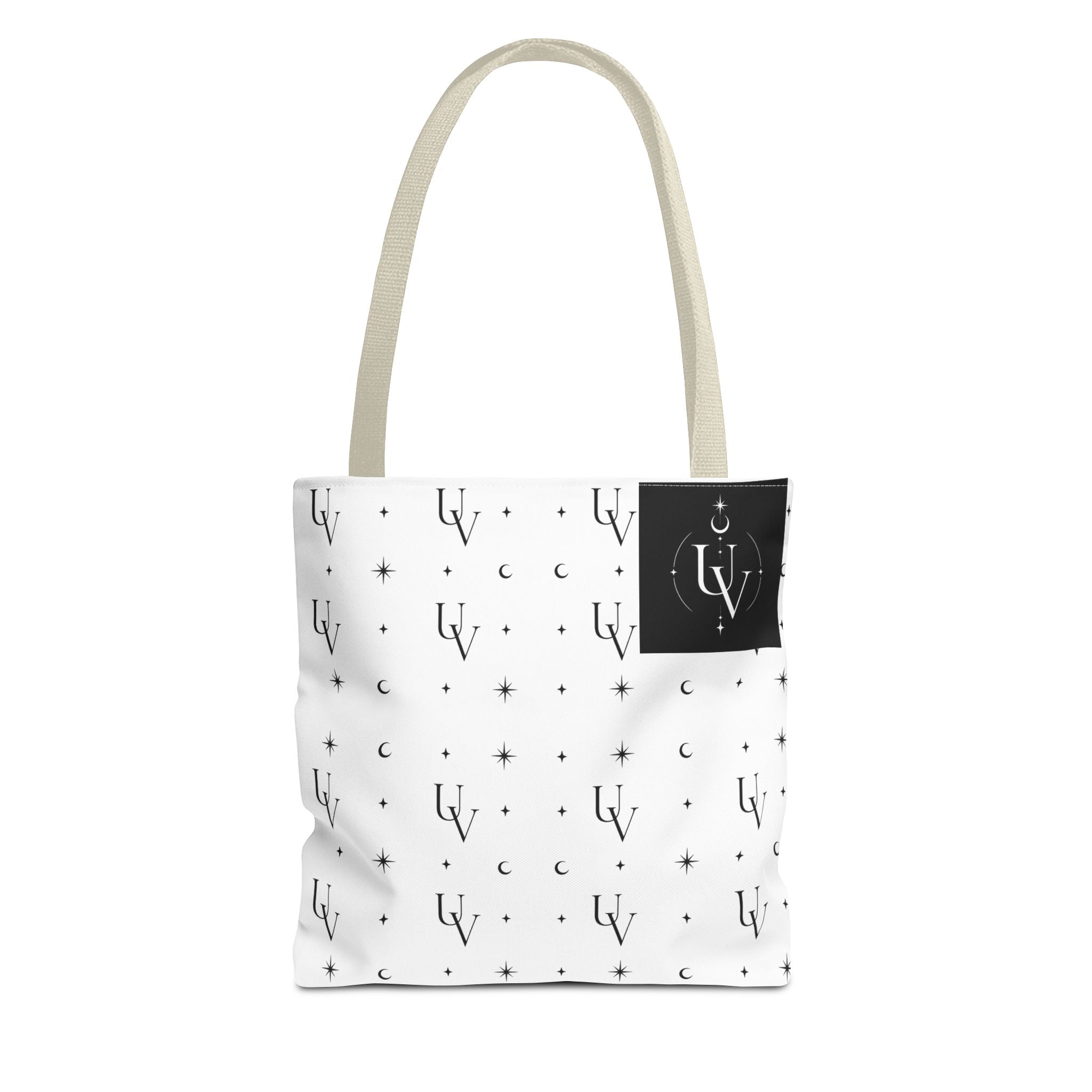 UV Stamp Monogram Pattern Tote Bag | Moon and Stars All-Over Print