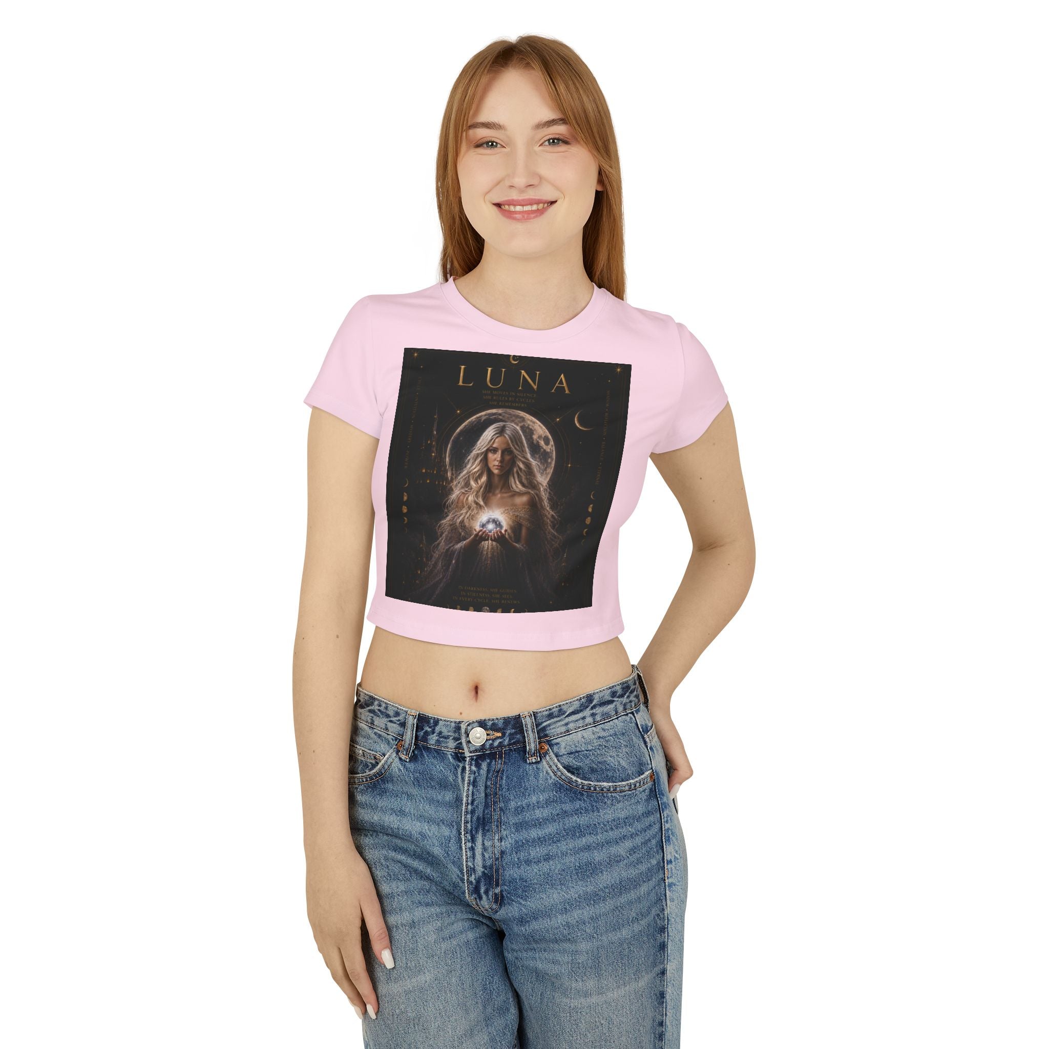 UV Luna Moon Goddess crop tee | Moon phases, mystical celestial art