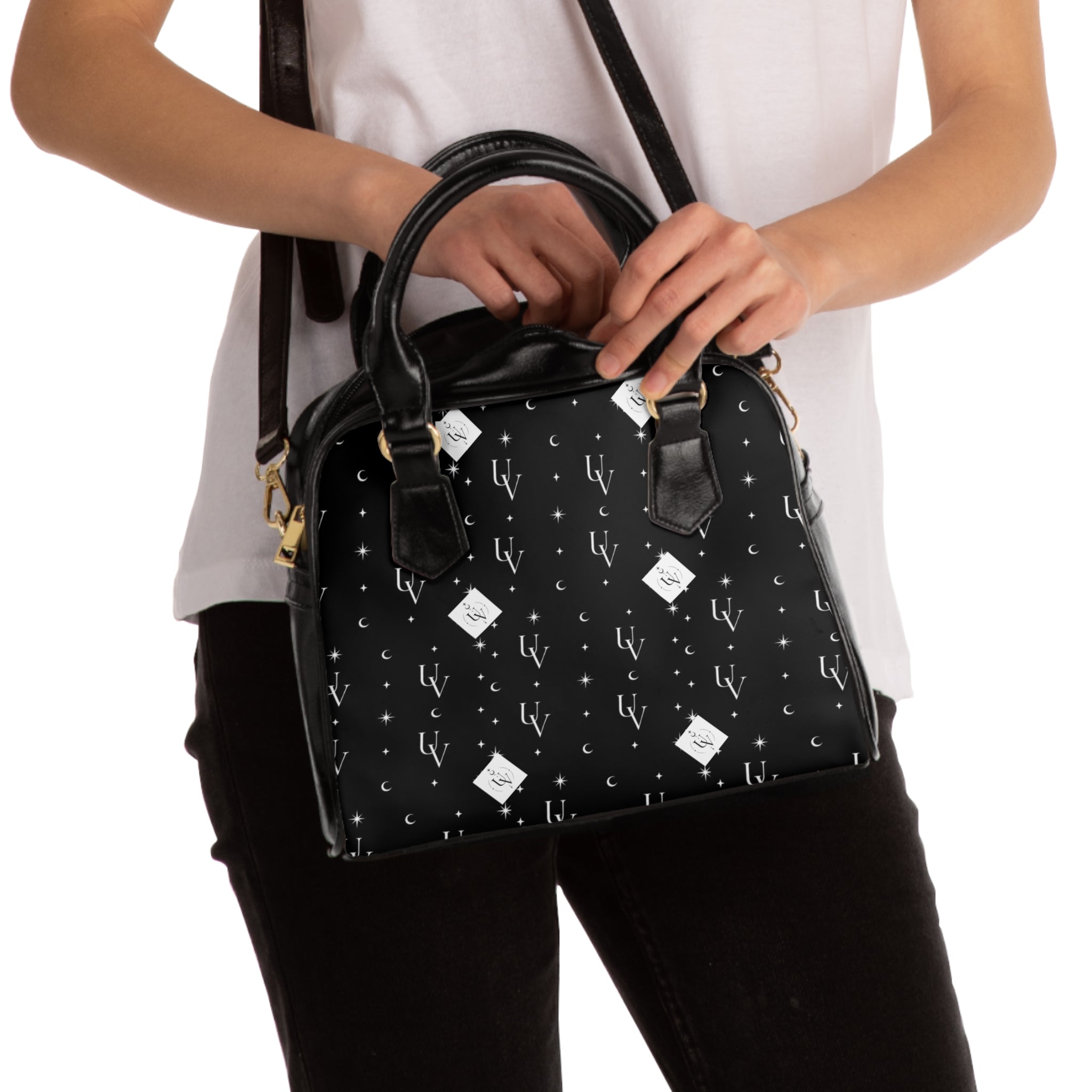 UV signature Pattern Shoulder Handbag | Brown Gold Logo