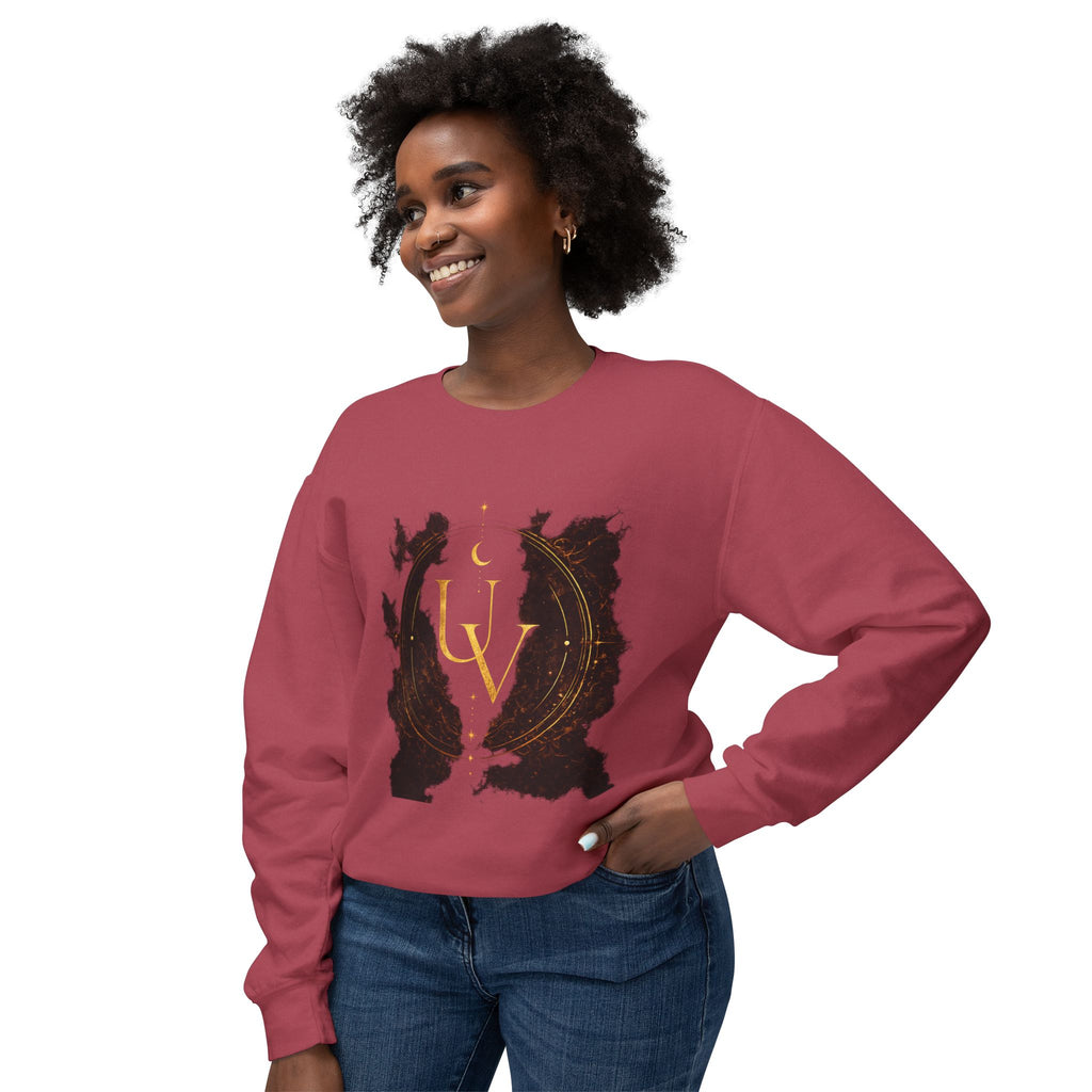 New! UV Dragon Eye Crewneck Sweatshirt — Mystical Gold Sigil Graphic