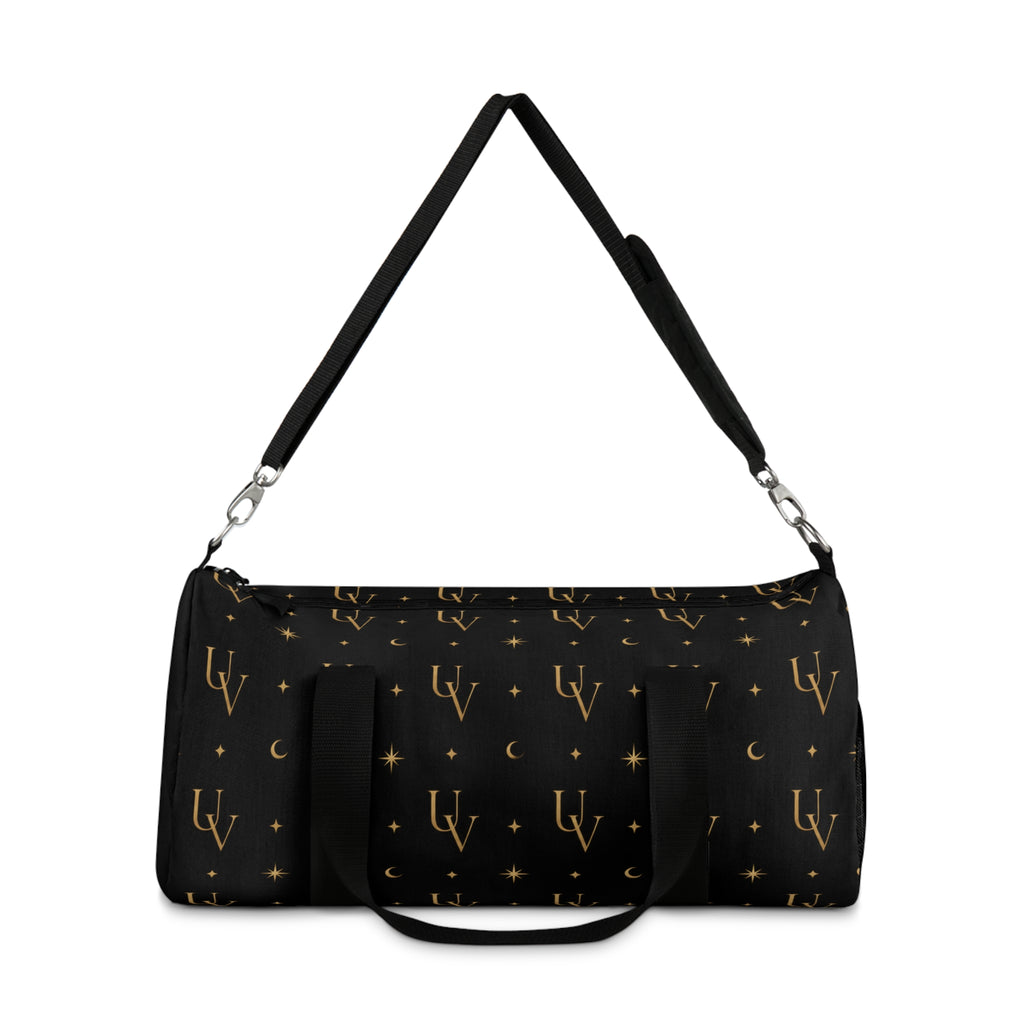UV Gold Pattern Duffel Bag | Black Starry Crescent Design