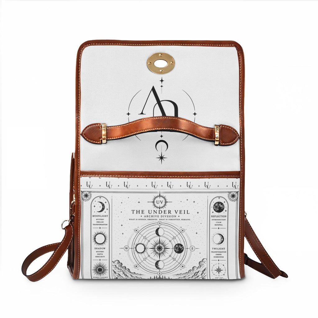 UV Occult Celestial Diagram Waterproof Canvas Bag | Astrological Symbols, Moon Phases