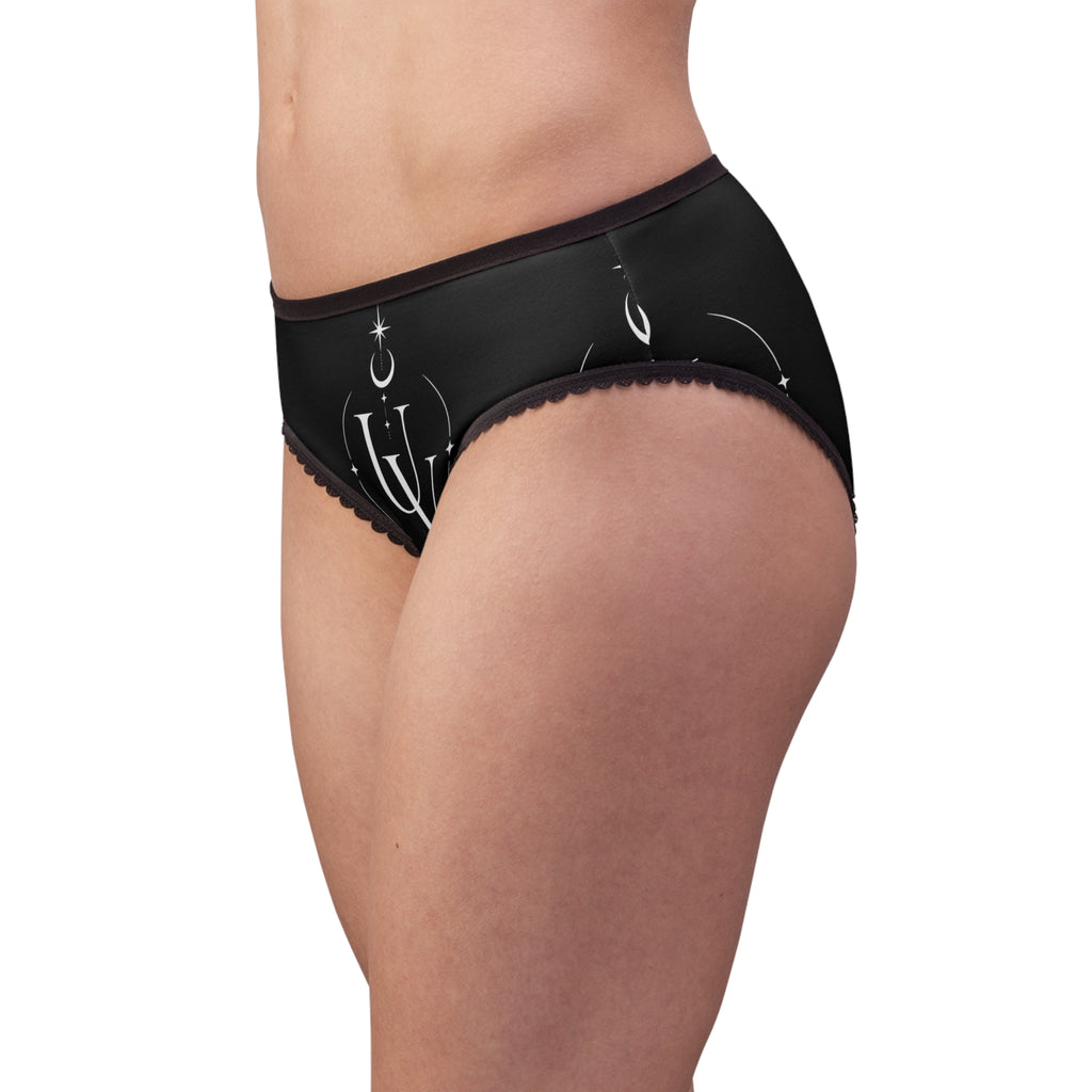 UV Stamp Monogram Logo Women's Briefs | Crescent Moon Starry Design