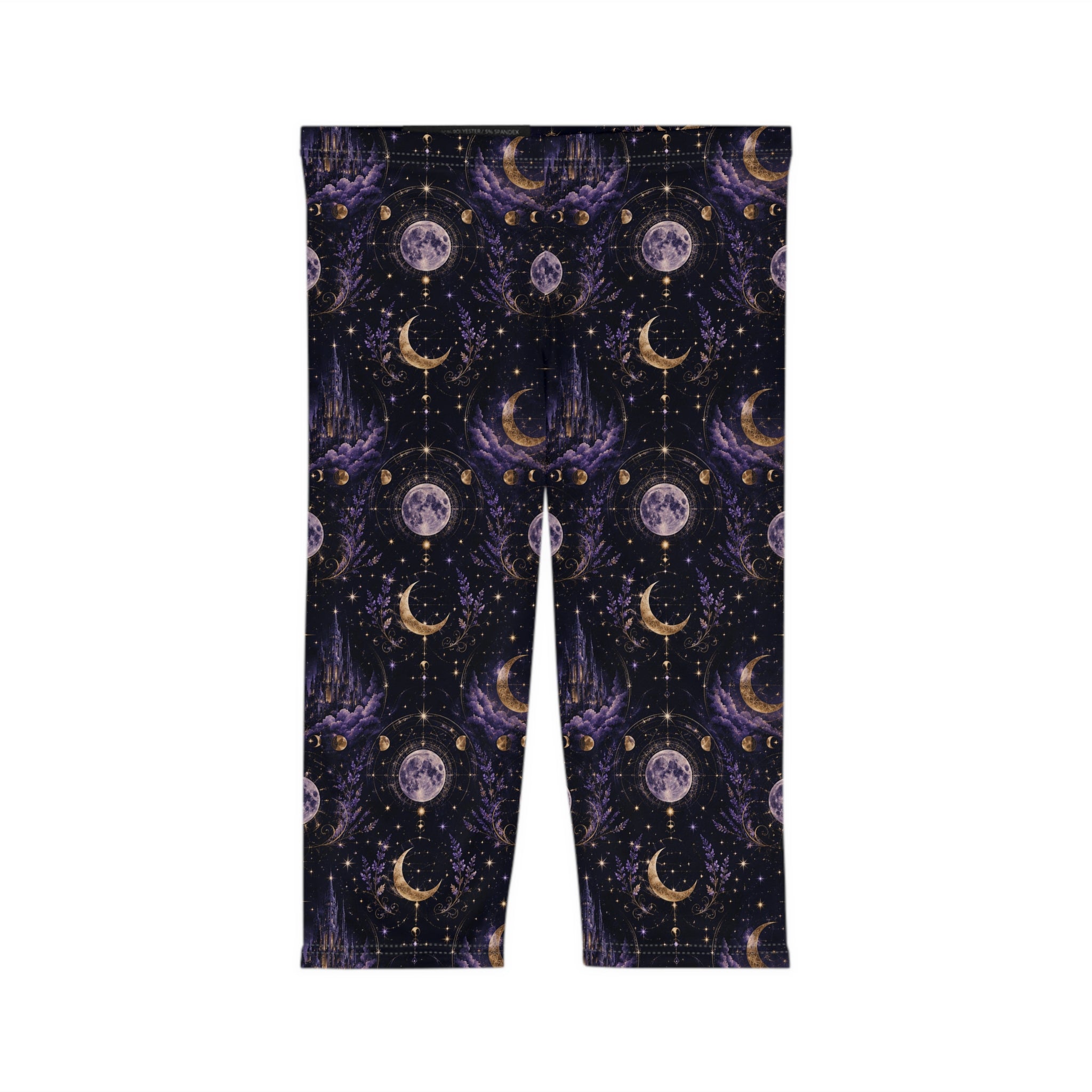 Celestial Moon & Stars Capri Leggings — Women's Mystical Yoga Activewear