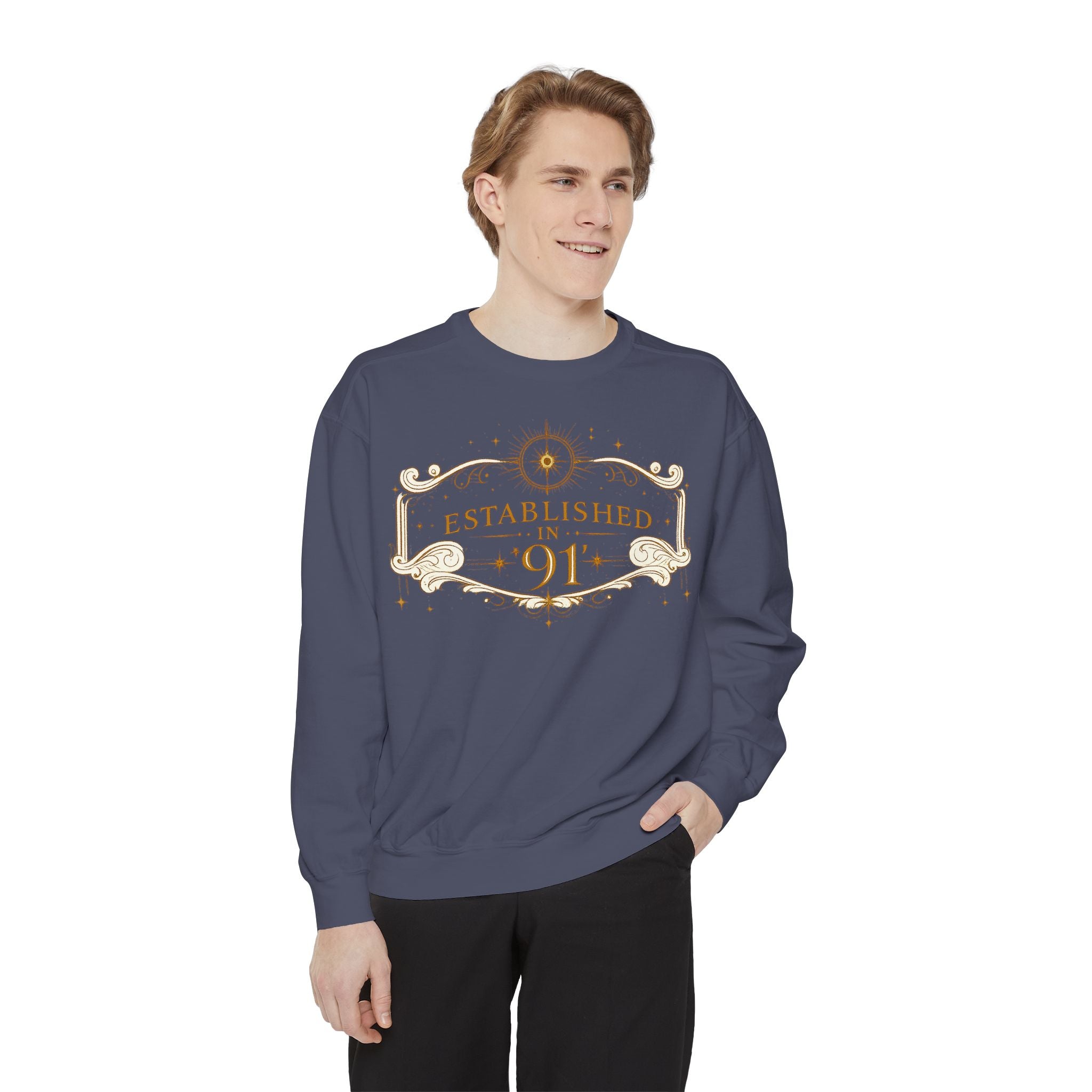 New! UV Graphics Established 91 vintage crest Sweatshirt | 91 compass back graphic