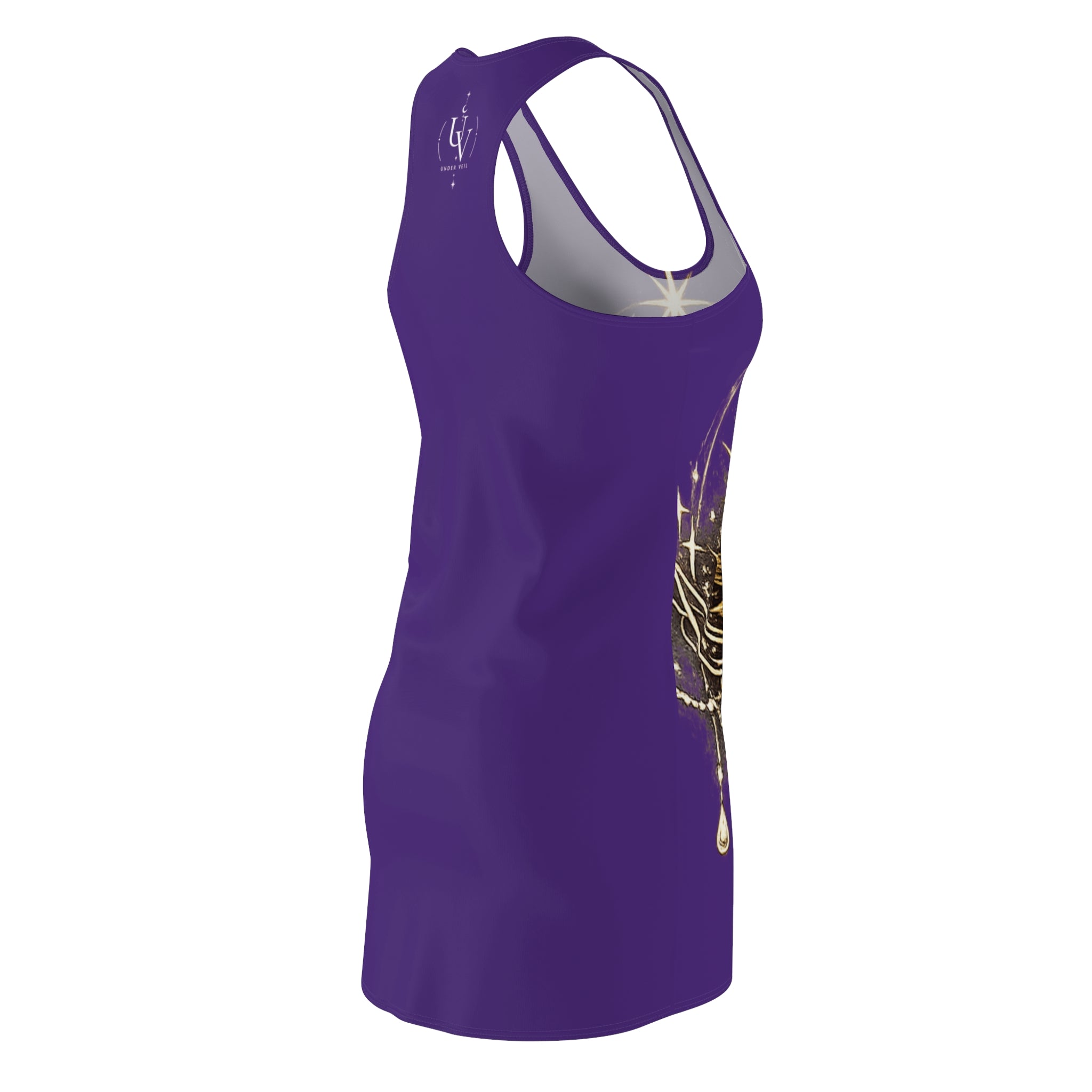 UV Sun & Moon Racerback Dress — Boho Celestial Purple AOP