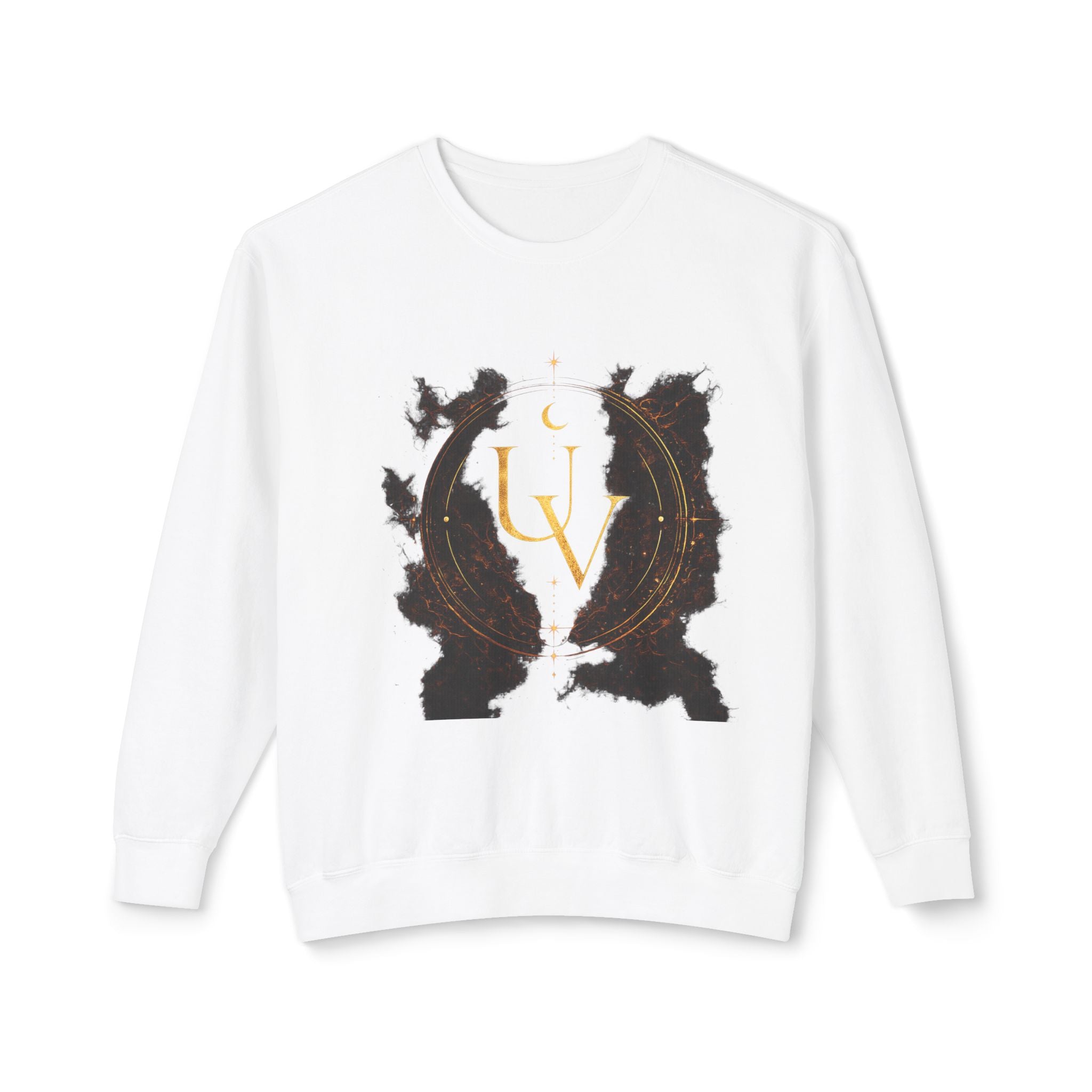 New! UV Dragon Eye Crewneck Sweatshirt — Mystical Gold Sigil Graphic