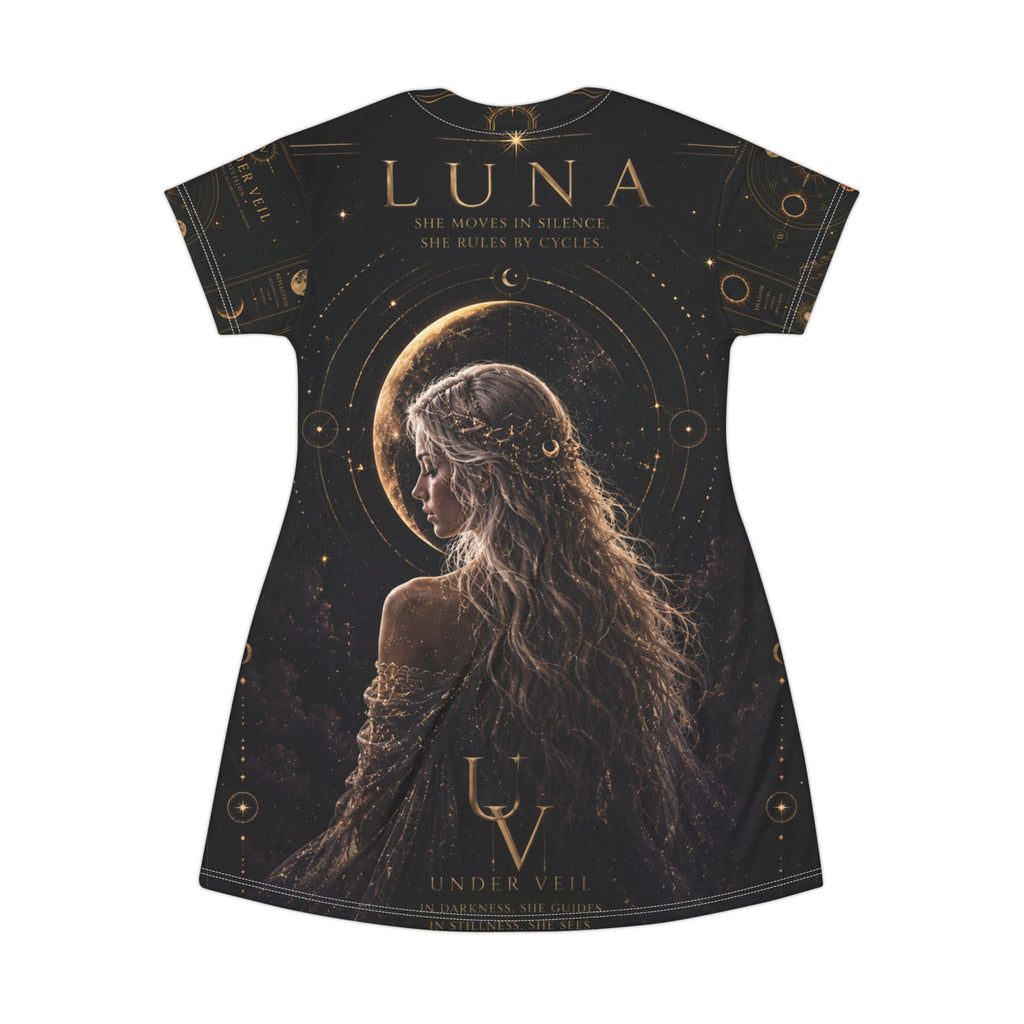 UV Luna Moon Goddess illustration T-Shirt Dress | All-Over Print