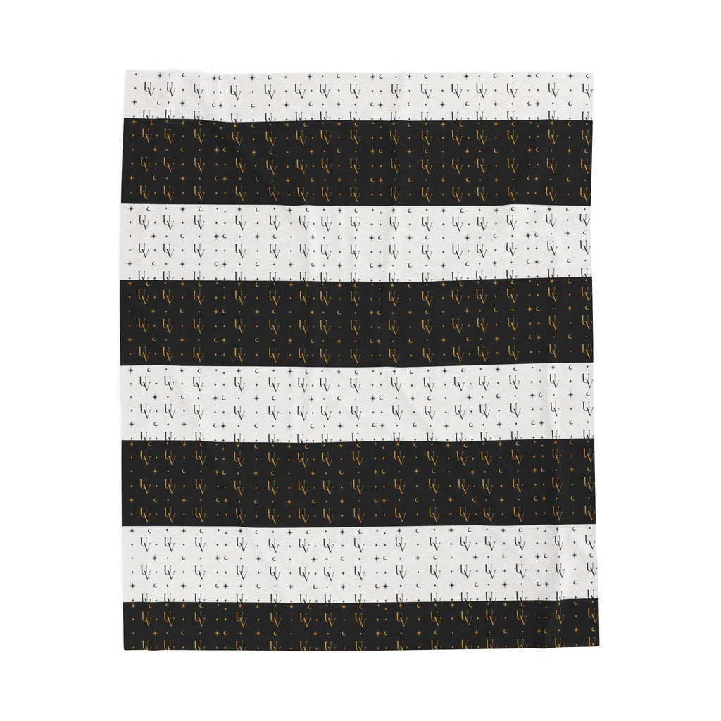 UV signature Black White Striped Pattern Velveteen Plush Blanket | Minimal Modern Home Decor