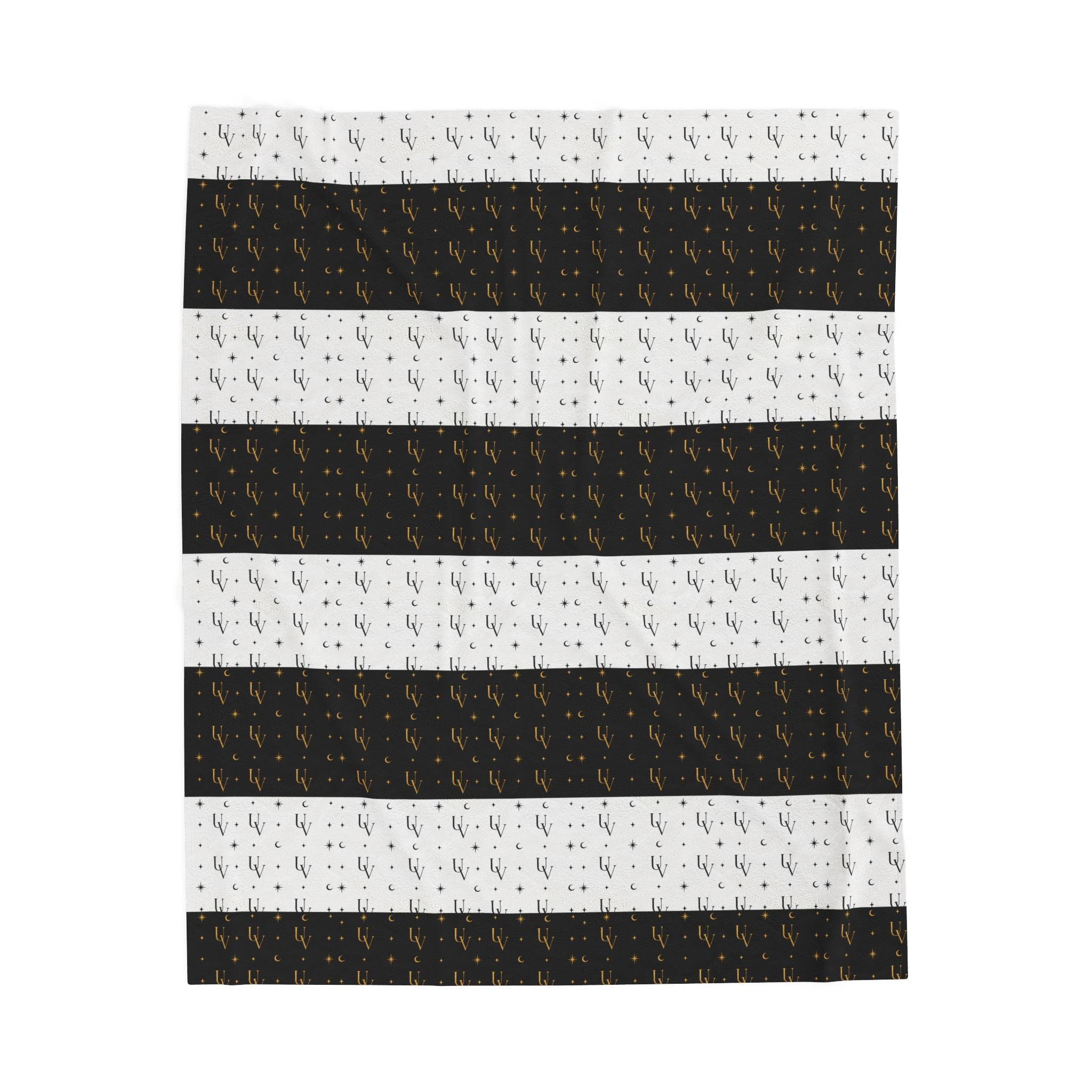 UV signature Black White Striped Pattern Velveteen Plush Blanket | Minimal Modern Home Decor