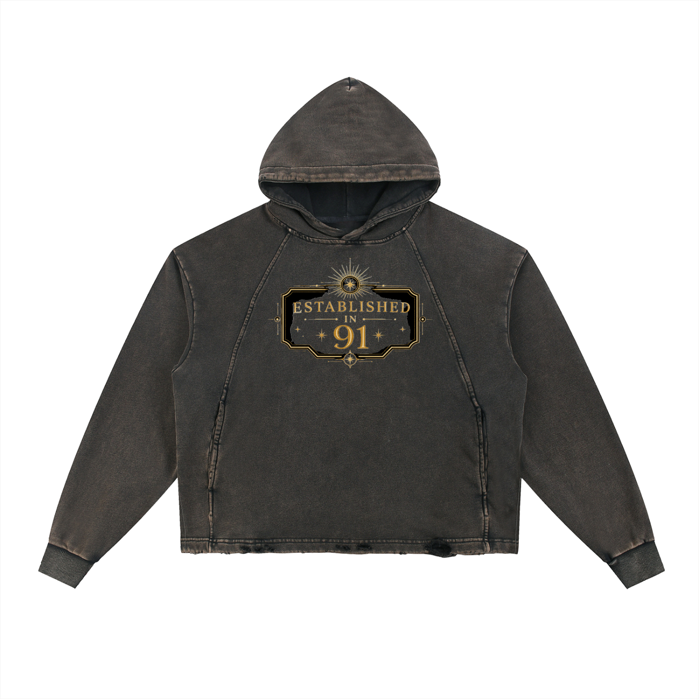 Under Veil Vintage Washed Frayed-Hem Hoodie