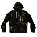 UV Garphics Celestial Eclipse Diagram Hoodie | Astrology Moon Phases, Golden Occult Art