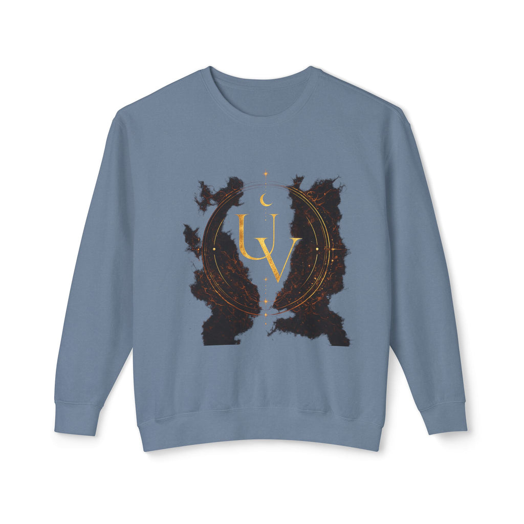 New! UV Dragon Eye Crewneck Sweatshirt — Mystical Gold Sigil Graphic