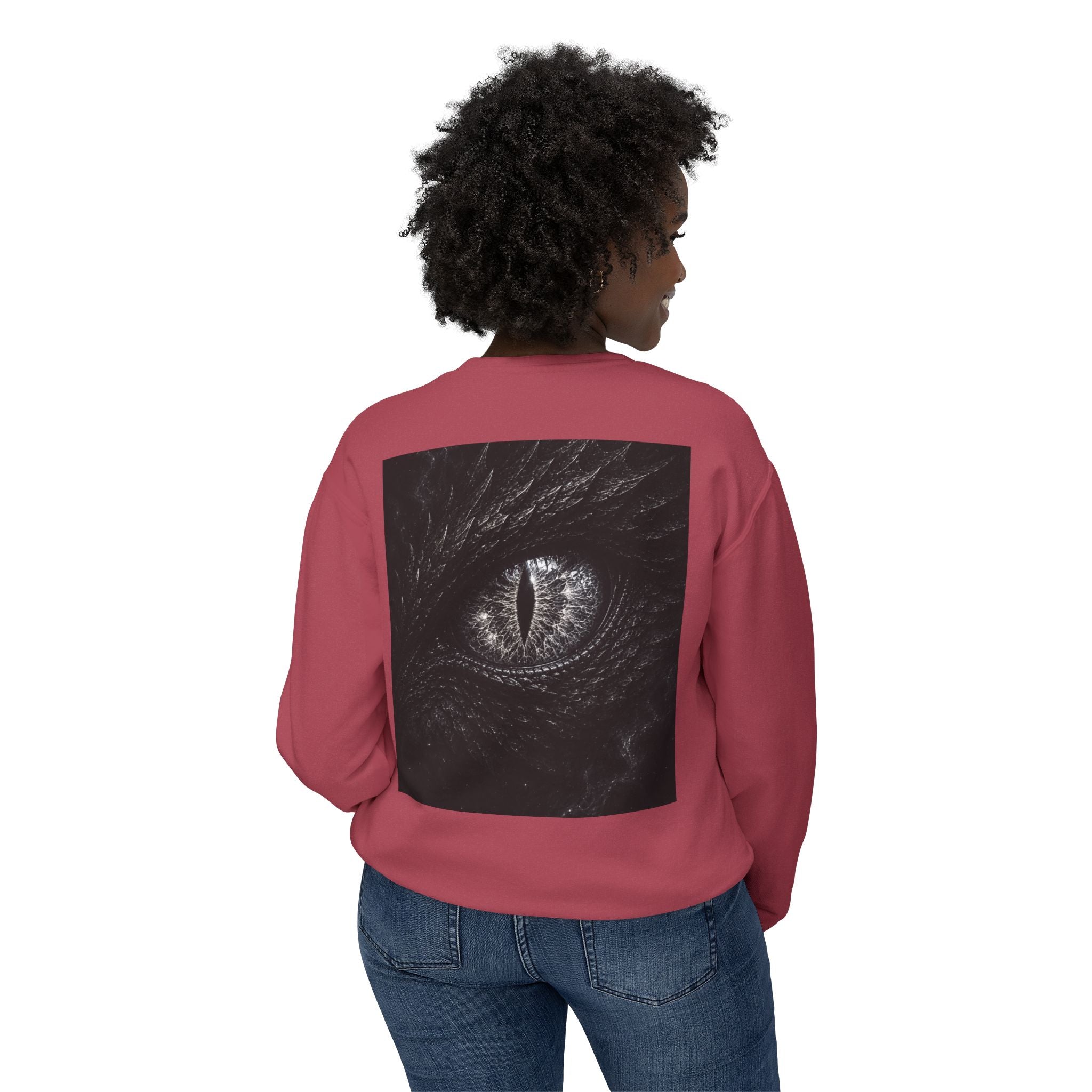 New! UV Graphics Dragon Eye Crewneck Sweatshirt | Minimal Rune Front, Dark Dragon Eye Back