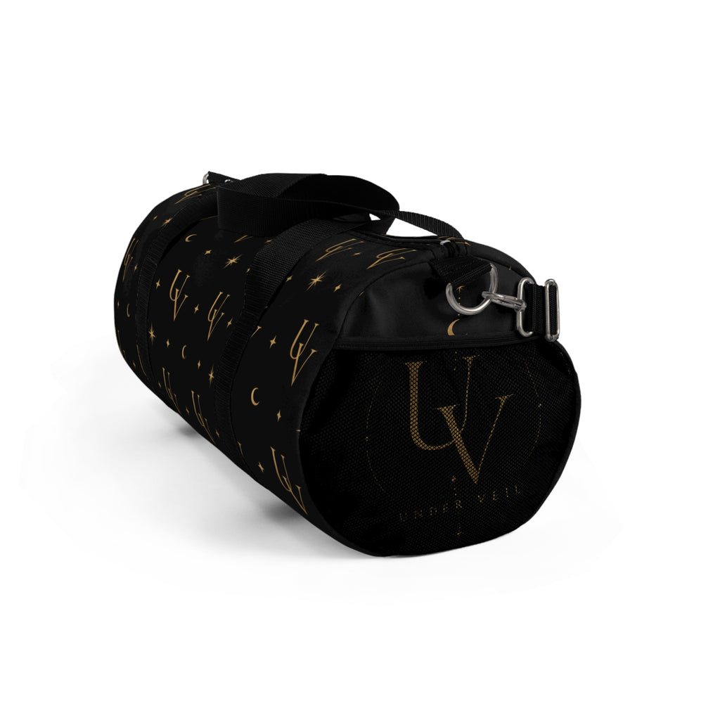 UV Gold Pattern Duffel Bag | Black Starry Crescent Design