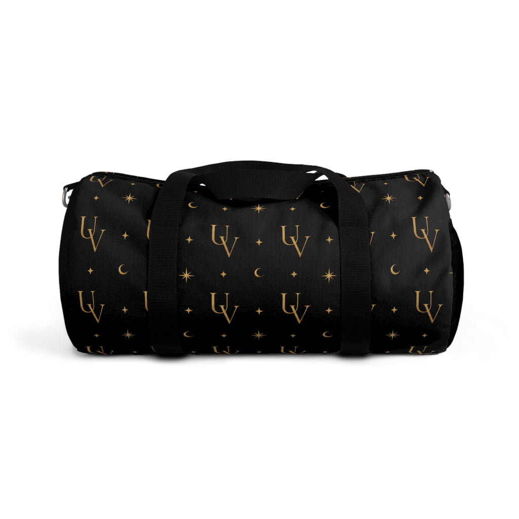 UV Gold Pattern Duffel Bag | Black Starry Crescent Design