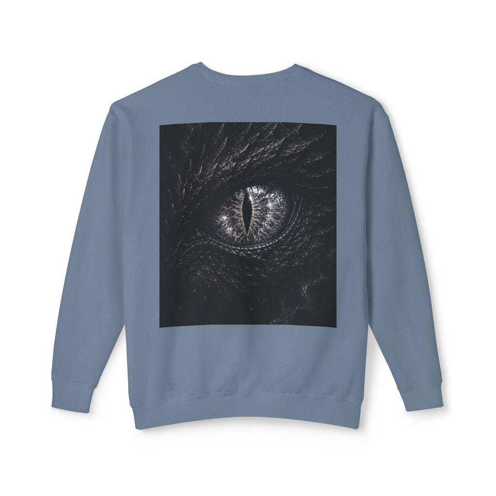 New! UV Graphics Dragon Eye Crewneck Sweatshirt | Minimal Rune Front, Dark Dragon Eye Back