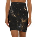 Celestial Moon Pencil Skirt — Cosmic Constellation Midi